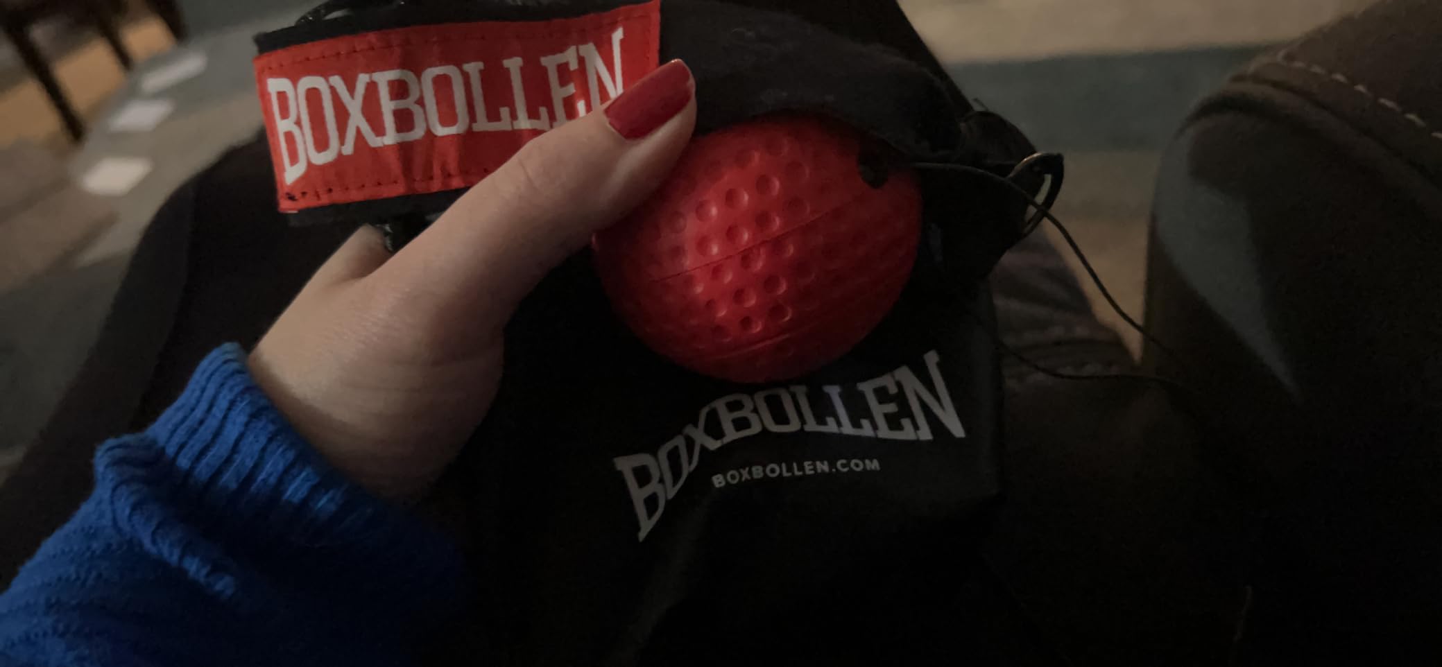 Boxbollen® Boxing Reflex Ball - Celebrity-Endorsed Home Workout Game - App-Connected Punch Counter - Hand Eye Coordination Training Ball - Christmas Gift for Boxers, All Ages - Stocking Stuffer customer photo 2
