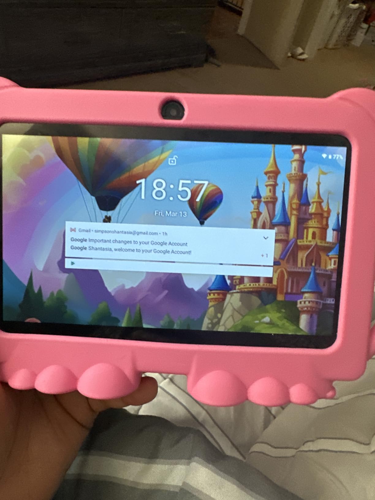 PEICHENG Kids Tablet 7 inch Android 12.0 for Toddler, 4GB RAM 32GB ROM Bluetooth IPS Screen Parental Control Dual Camera Shockproof Case for Educational Games, (Blue) customer photo 1