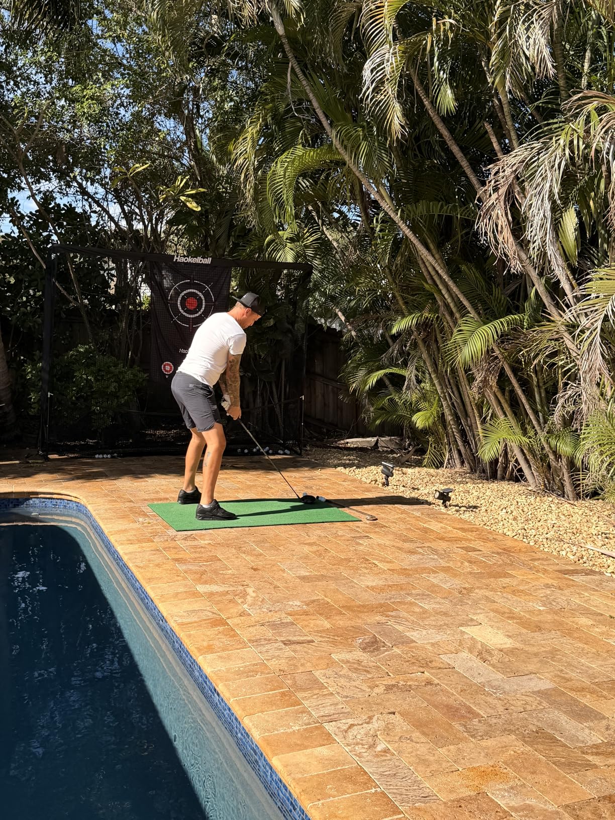 Haokelball Golf Practice Hitting Net for Driving Real Balls, 10x7.5ft Heavy Duty Netting for Indoor Outdoor with Side Barriers, Ball Return & Collection System, Silent Impact Target and Carry Bag customer photo 1