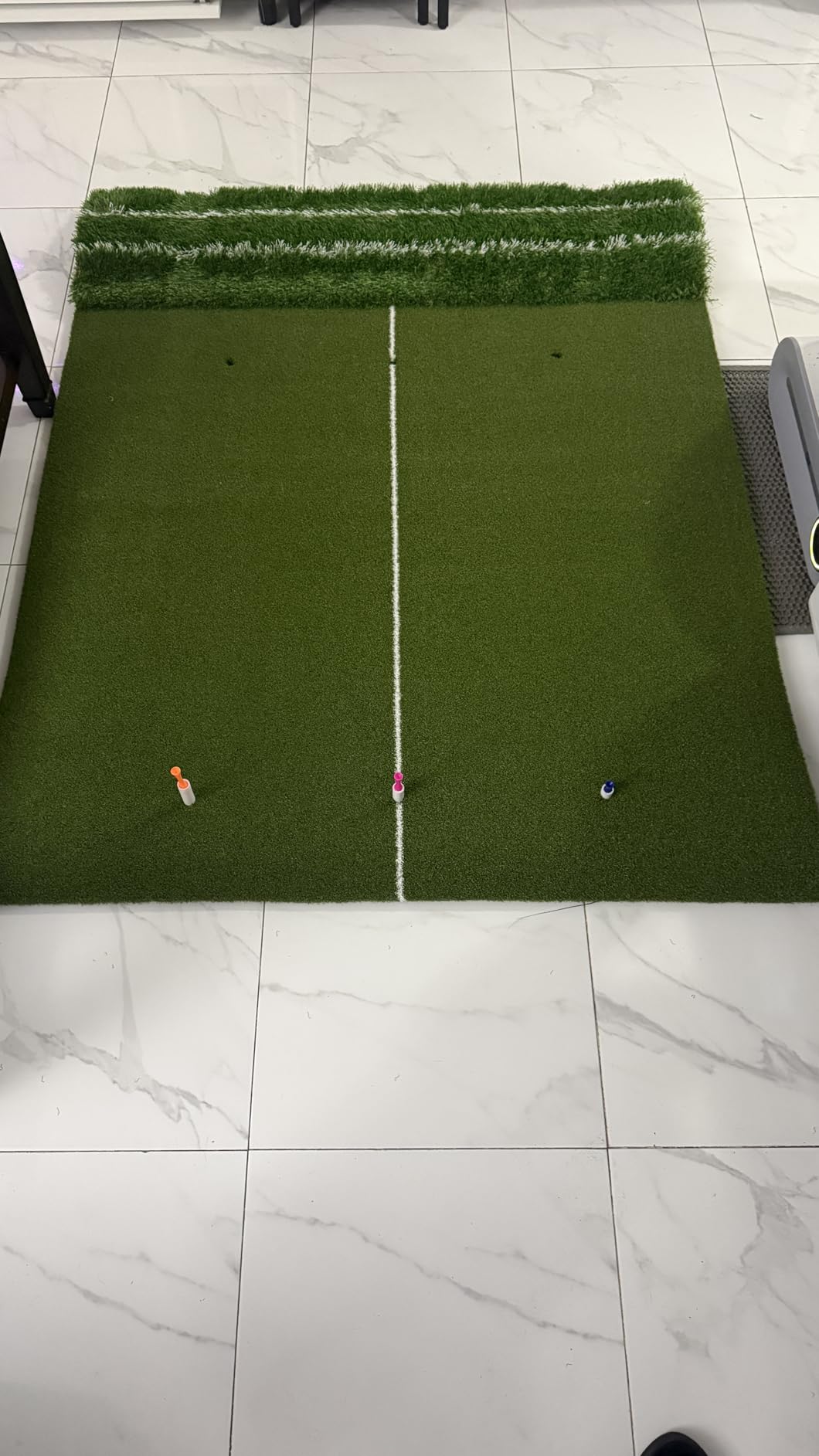 Premium Dual-Turf 5x4ft Golf Mat:10MM & 15MM Upgraded Golf Hitting Mat, Alignment & Angle of Approach Aid, Indoor/Outdoor Practice, Green,Ideal Golf Valentine's Day Gifts customer photo 1
