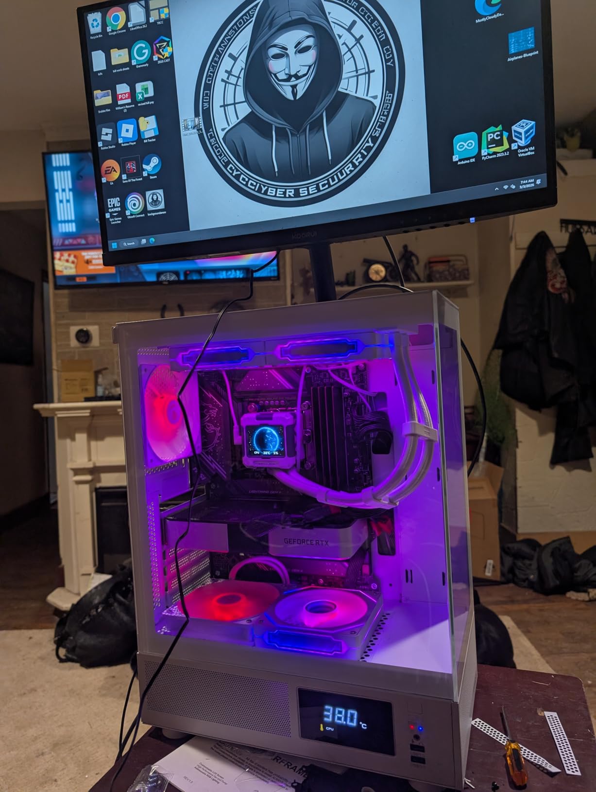 GAMDIAS ATX Mid Tower Computer Case with Tempered Glass, Gaming PC Case w/Temperature Display LCD & 3X 120mm ARGB Fans, Support Up to 5X Fans, 240mm AIO/Radiator, 340mm GPU/VGA, 160mm CPU Air Cooler customer photo 1