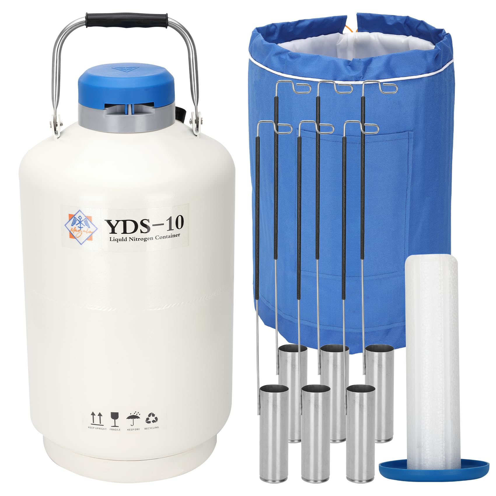 Magula 10l Liquid Nitrogen Container, Ln2 Liquid Nitrogen Dewar,Aluminum Alloy Liquid Nitrogen Tank With 6 Canisters (10l) customer photo 1