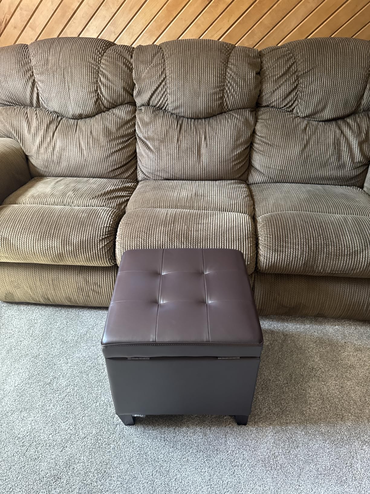 Homebeez Leather Storage Ottoman with Steerable Rolling Wheels, 17.9