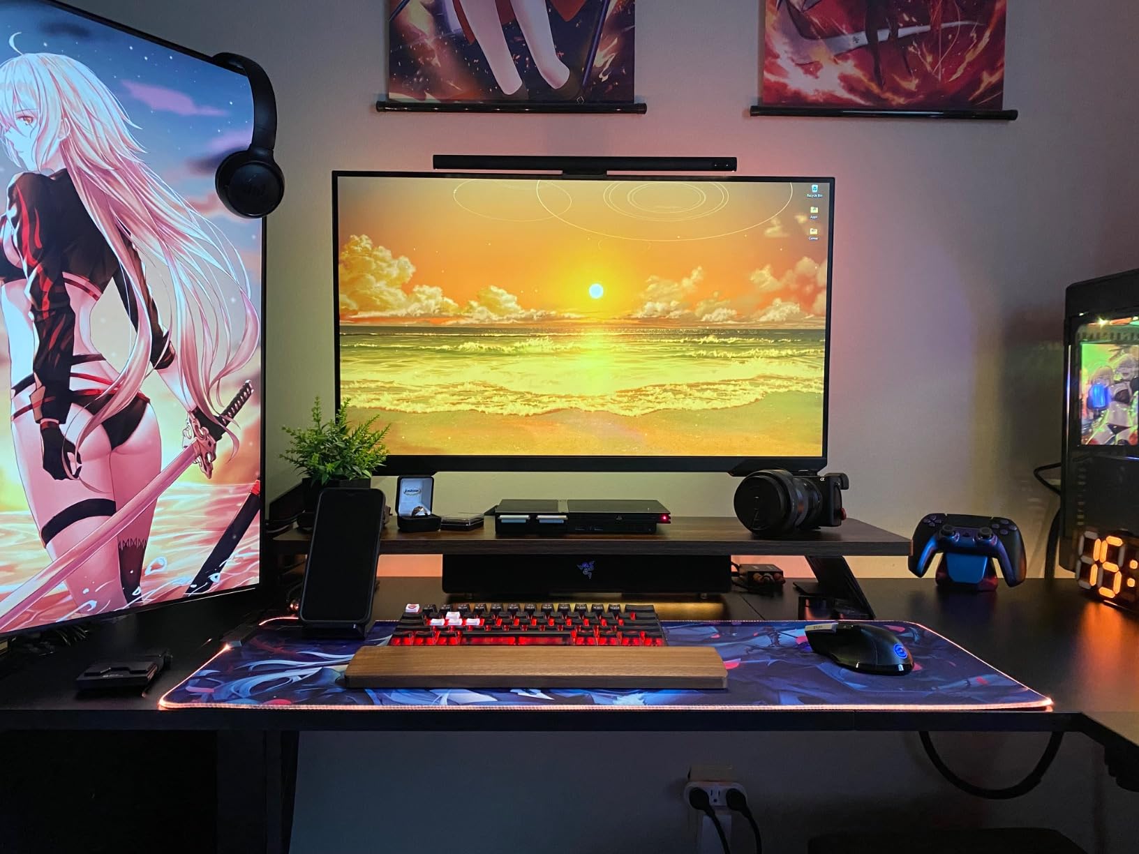 Fenge Monitor Stand Riser, Desk Top Shelf for 2 Monitors, Computer Stands for Desk, Wood & Steel Desktop Riser for Laptop, PC, Printer customer photo 2
