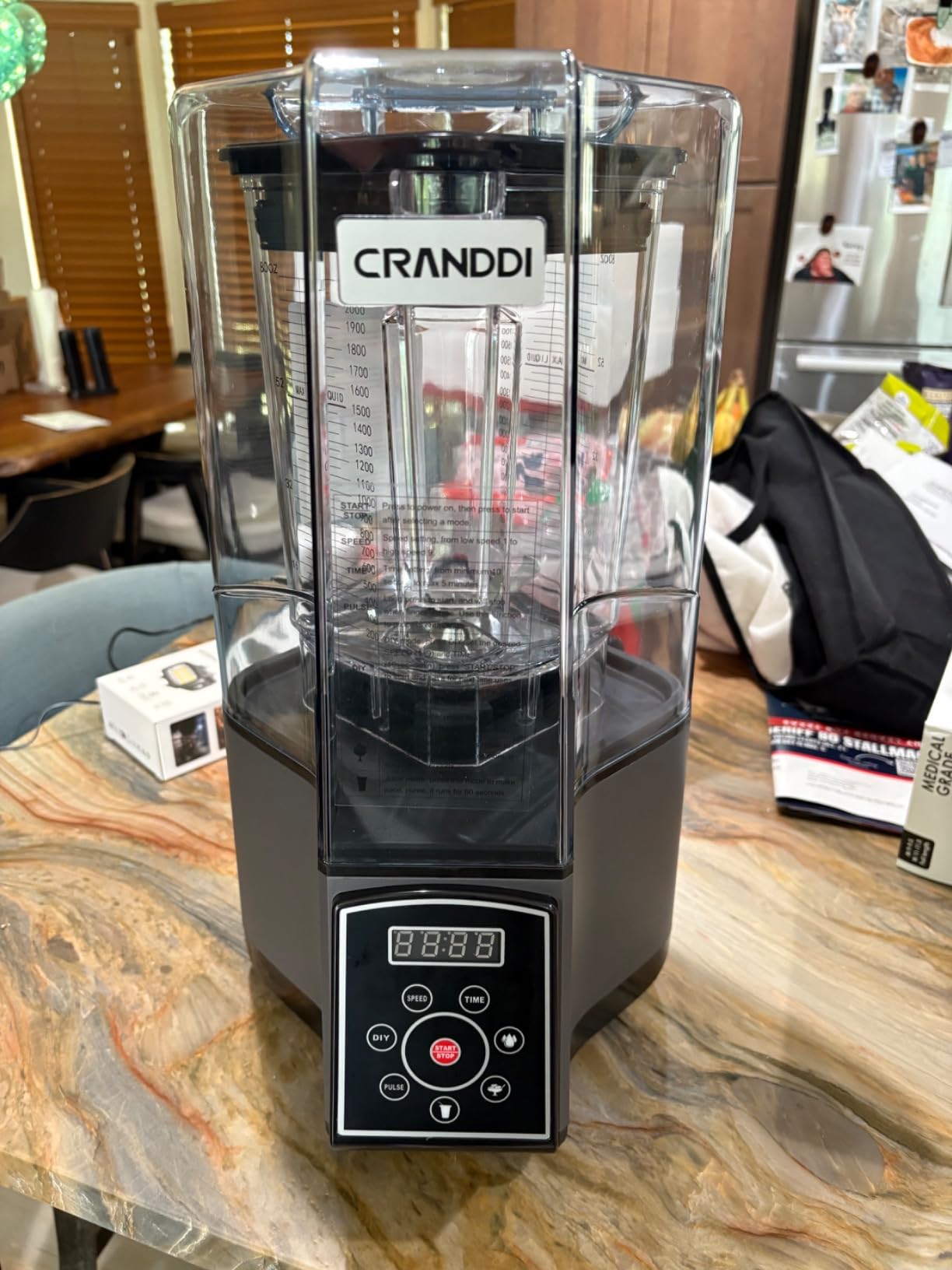 CRANDDI Smart Commercial Blender Digital Touch Screen with Removable Cover, 80oz Capacity, 3 Pre-Set Program with Smoothie, Juice, Cleaning and More, 1500W, 120V, K85TS (Grey) customer photo 2