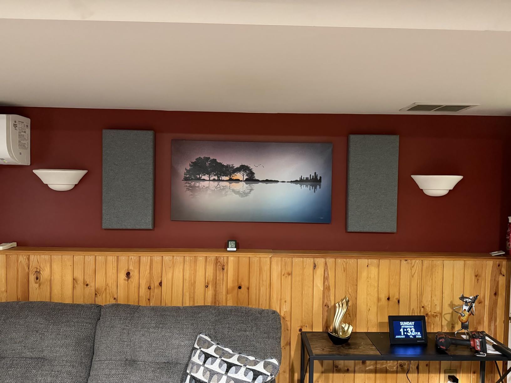 UMIACOUSTICS 4 PCS Acoustic Panels with Hanging Bracket, 2 inch Thick Fiberglass Sound Proof Panels Removable for Studios, Office, Home Theater Ceiling or Wall- Black customer photo 2
