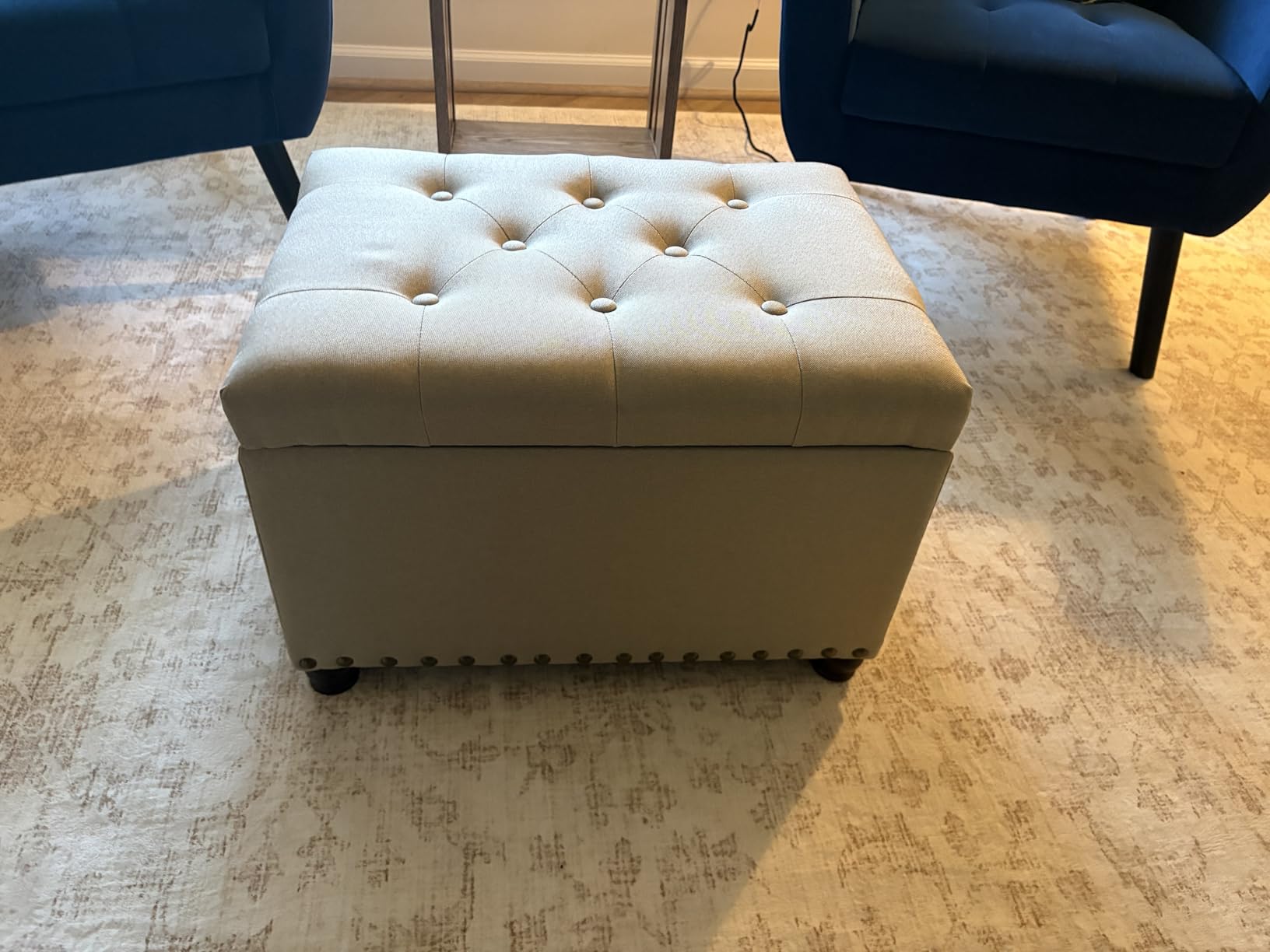 Joveco Leather Storage Ottoman with 360° Caster Wheels 24