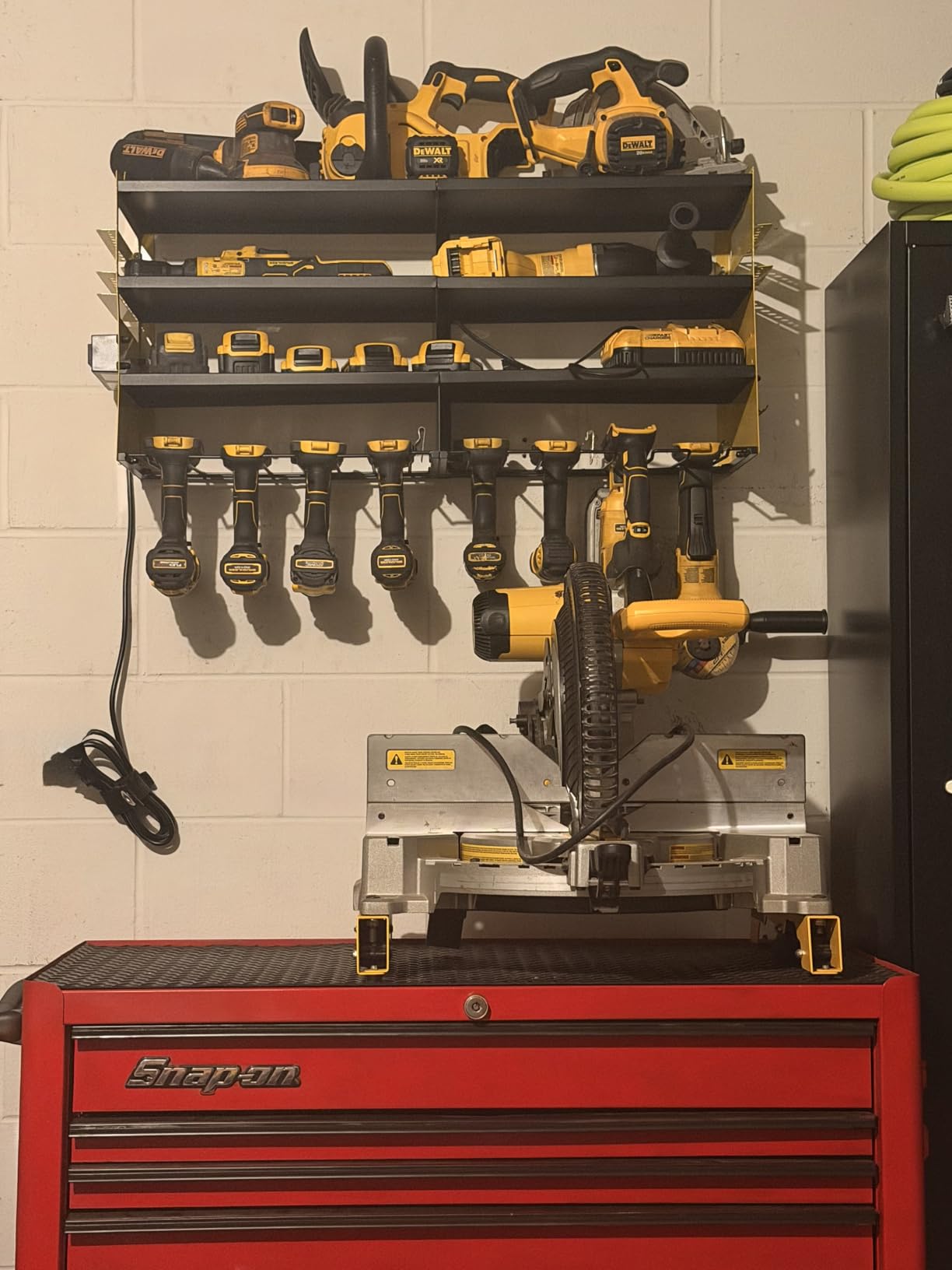 POKIPO Large Power Tool Organizer Wall Mount with Charging Station, 4 Layer Heavy Duty Metal Tool Storage Rack Loads 600lbs with 8 Cordless Drill Holder, Battery Utility Rack Loads with 4 Power Strip customer photo 2