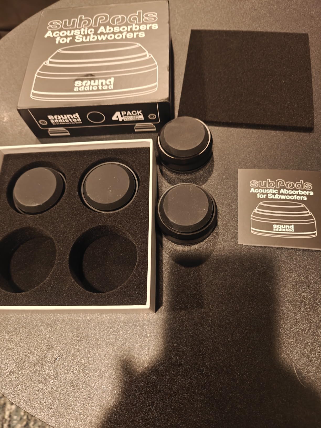 Sound Addicted subPods Subwoofer Isolation Feet, 4PCs - Enhance Sound Clarity and Prevent Vibrations for Home and Studio Subwoofers customer photo 2