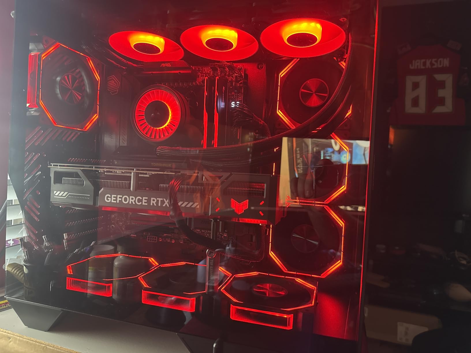 darkFlash Full-Tower ATX Gaming PC Case, Back Plug-in Motherboard, Vertical GPU Mounting, Dual-Chamber, Panoramic Glass, Up to 2 x 360mm Radiators, RTX 40 Compatible (DY470) (1 PWM ARGB Fans, White) customer photo 1