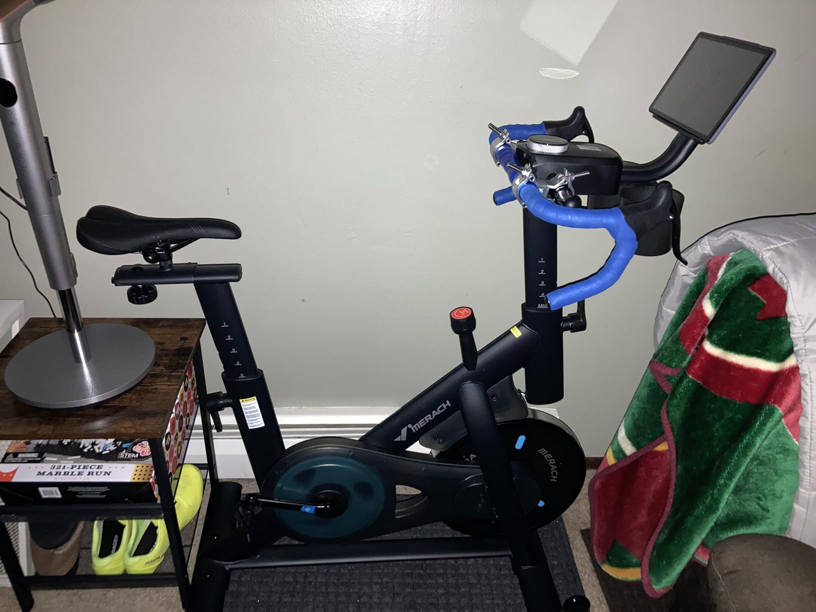 MERACH Exercise Bike, Brake Pad Stationary Bike with Exclusive App, Low Noise Indoor Cycling Bike with 300lbs Weight Capacity, Tablet Mount and Fitness Courses for Weight Loss customer photo 1