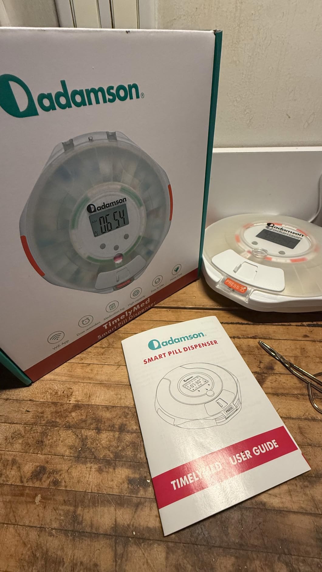 Adamson TimelyMed Smart Pill Dispenser with Alarm - WiFi App Monitoring - 28-Day Automatic Medicine Dispenser for Elderly & Alzheimer's Care - Lock Key - New Version customer photo 1