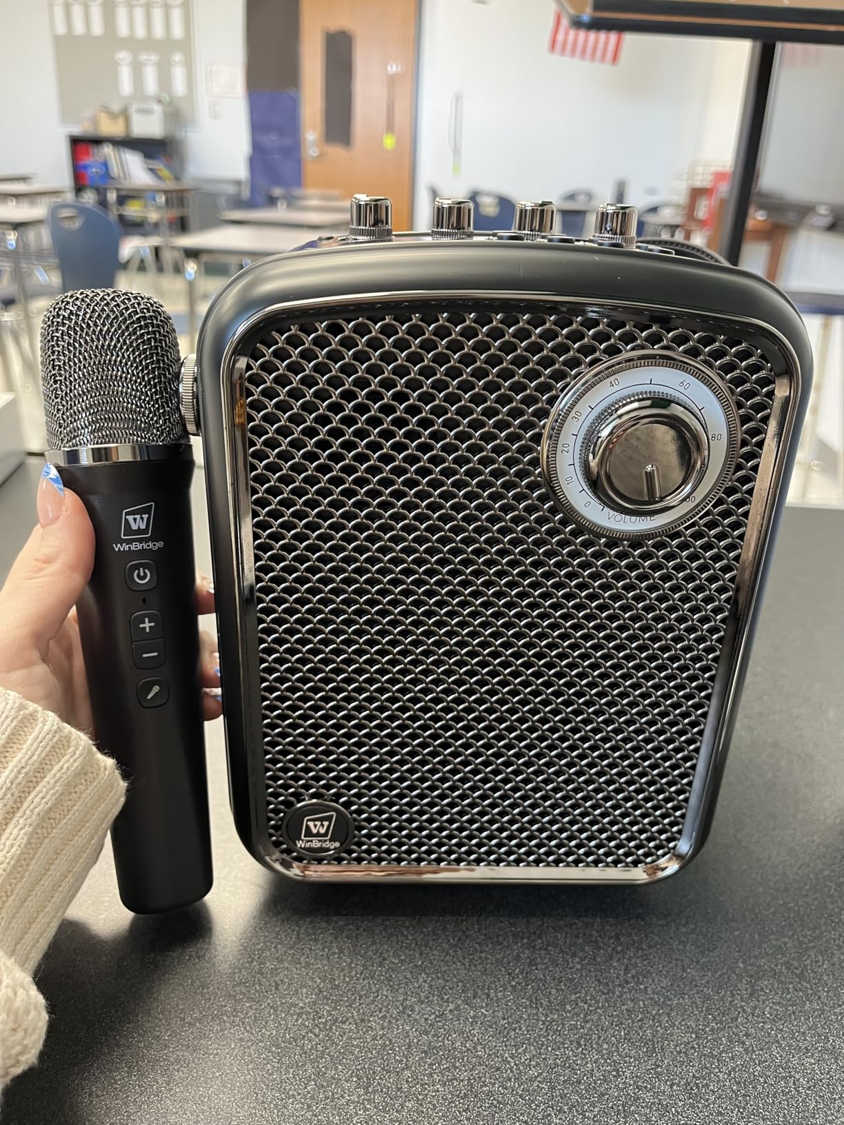 Portable Microphone and Speaker Set, 70W Wireless Voice Amplifier with 10H UHF Handheld Mic, Guitar Input, Metal Bluetooth PA System for Teachers and Presentations S100 customer photo 1