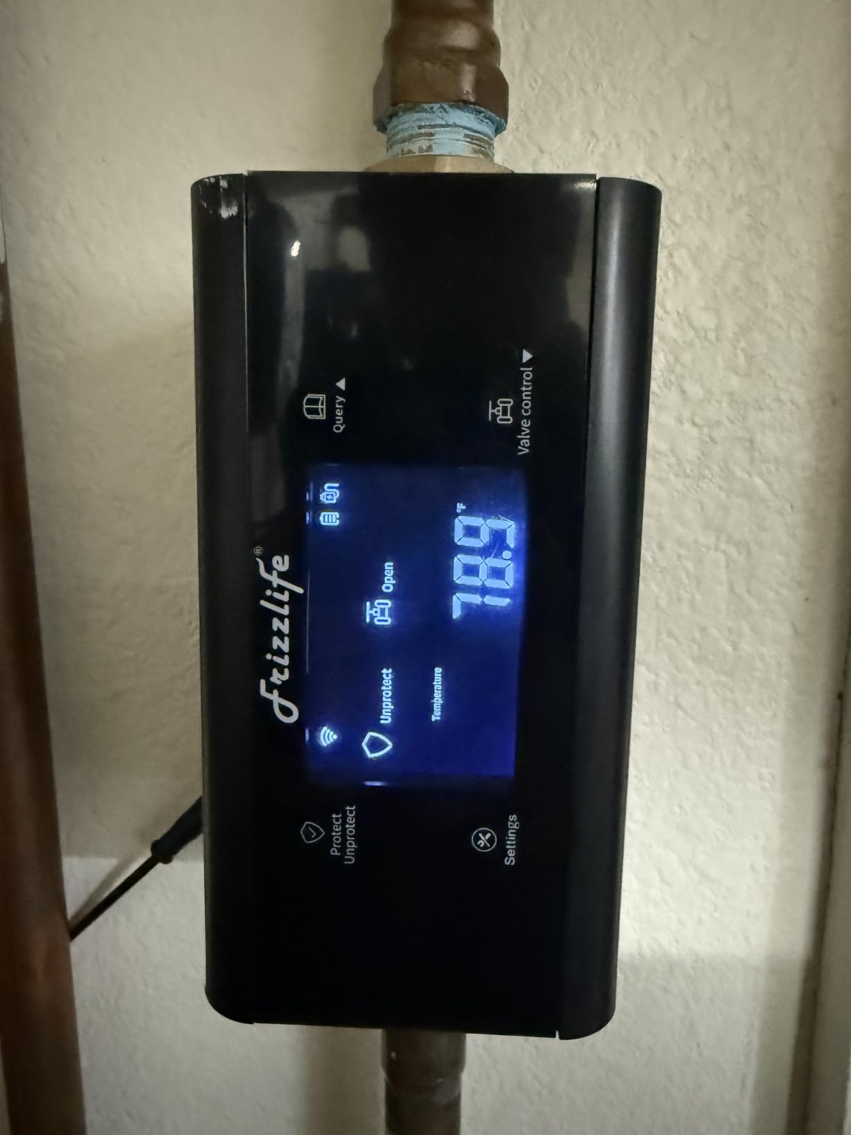 Frizzlife LP365 Smart Water Monitor and Automatic Shutoff Valve - 0.01GPM Ultrasonic Micro Leak Detection, APP Wi-Fi Remote Control, Real-Time Flow/Temp Alarm, 24/7 Water Usage Reports, 3/4