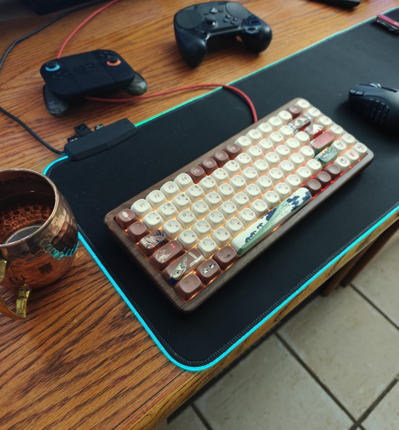 Womier 75% Mechanical Keyboard Wireless with QMK/VIA, WD75 V2 Wood Gaming Keyboard 8000mAh Battery, Tri-Mode Custom Key Board RGB Hot Swappable with Translucent Clear Keycaps-POM Linear Switch customer photo 1