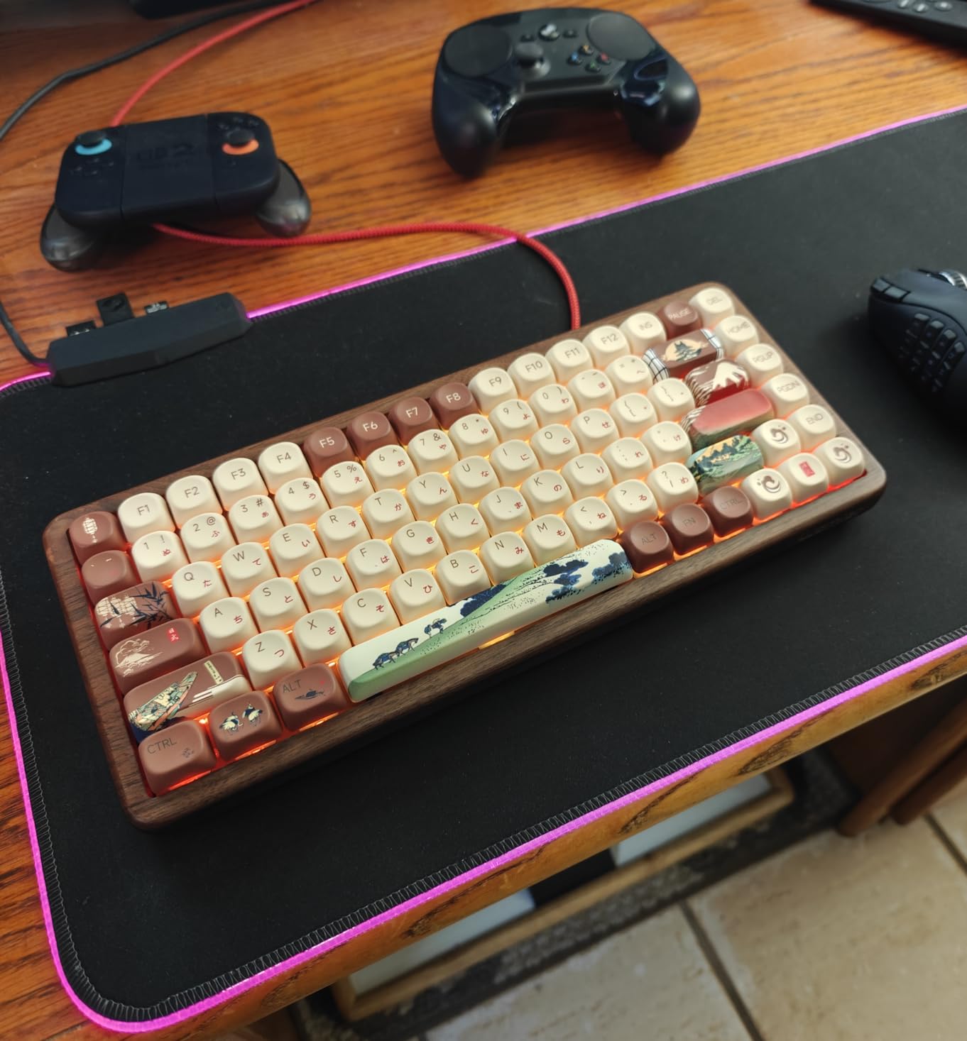 Womier 75% Mechanical Keyboard Wireless with QMK/VIA, WD75 V2 Wood Gaming Keyboard 8000mAh Battery, Tri-Mode Custom Key Board RGB Hot Swappable with Translucent Clear Keycaps-POM Linear Switch customer photo 2