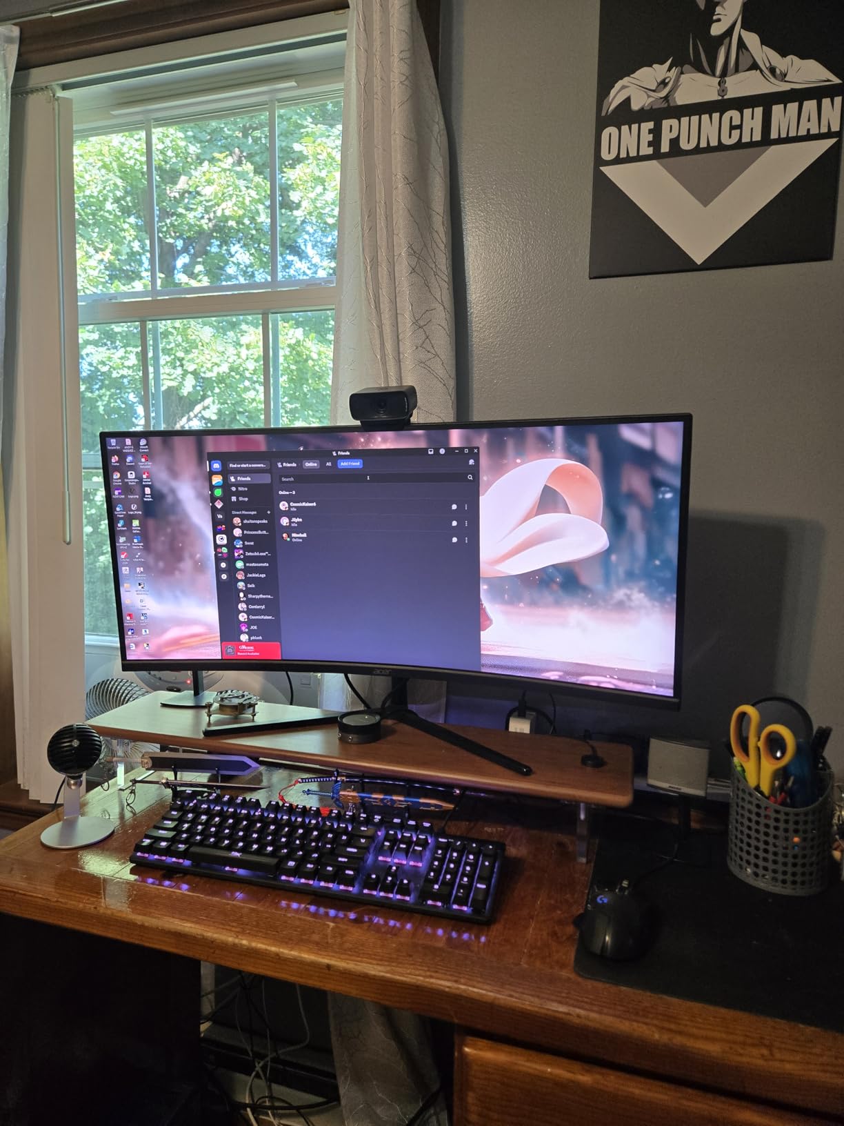 Bamboo Monitor Stand Riser with RGB Lights, 31.5 Inches Desktop Shelf with Acrylic Legs Supports for Desk, PC Computer Monitor, Laptops, Printer, Speakers (Natural) customer photo 2