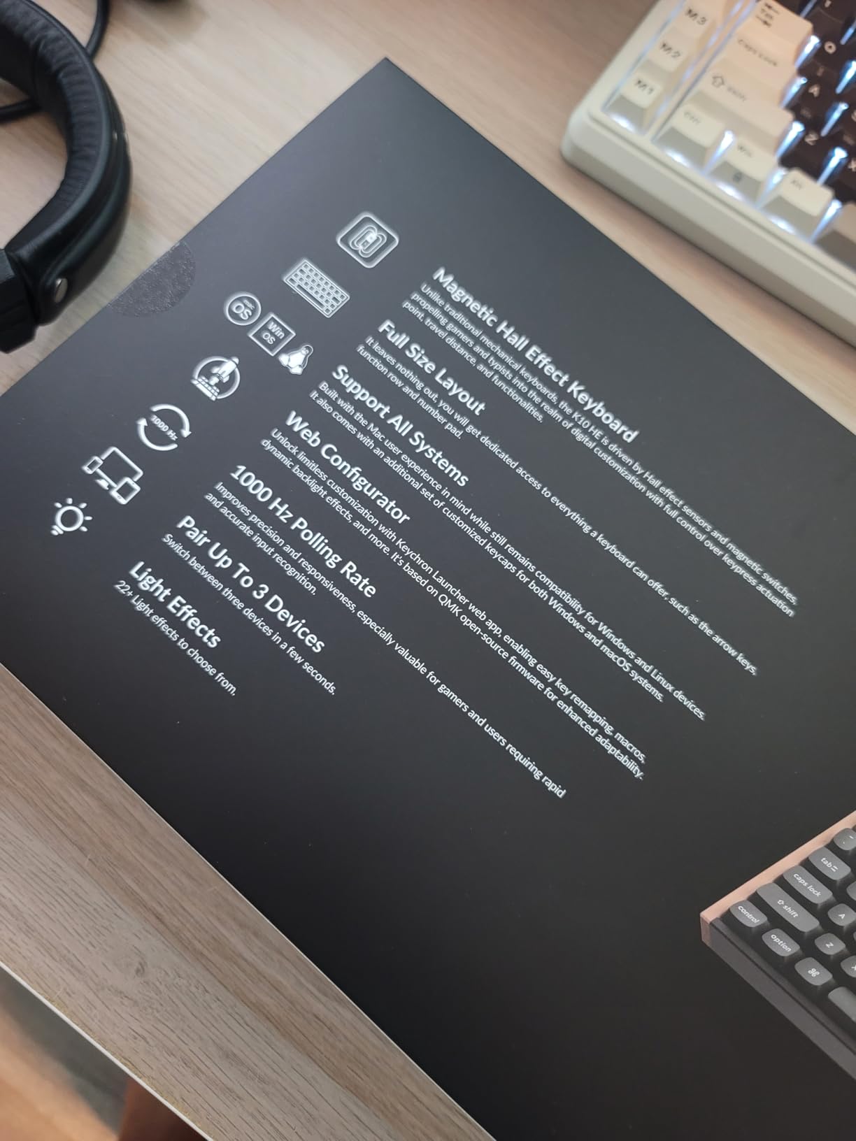 Keychron K10 HE Hall Effect Keyboard, Gateron Double-Rail Nebula Magnetic Switch, Full-Size Tri-Mode Wireless Keyboard with Rapid Trigger, Adjustable Actuation, RGB, Aluminum + Wood Frame customer photo 2