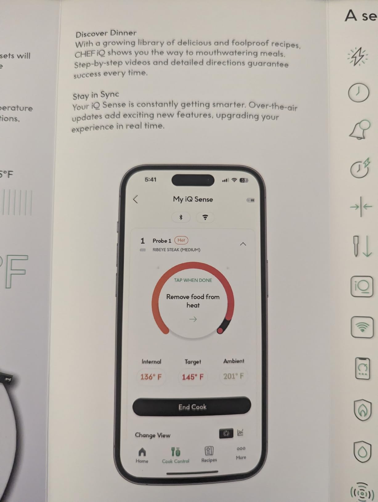 CHEF iQ Sense | Smart Wireless Meat Thermometer | Ultra-Thin Probe | WiFi Unlimited Range | 1000°F Heat Safe | 5 Sensors | BBQ, Grill, Oven, Smoker, Air Fryer | Gen3 customer photo 1
