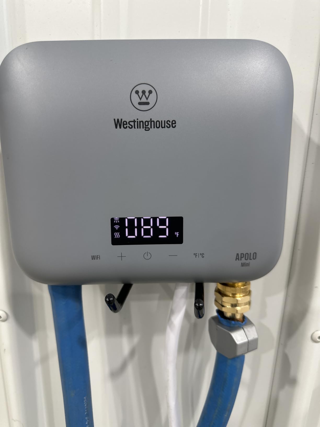 Westinghouse Apolo Mini 3.5kW Tankless Water Heater Electric, 120V Instant Hot Water, Smart WiFi Control, Works with Alexa & Google Home, Silver Gray customer photo 1