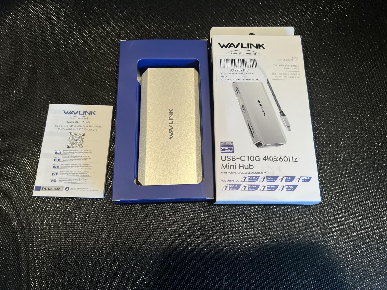 WAVLINK 8 in 1 USB C Hub with M.2 NVMe/SATA SSD Enclosure 10Gbps, 4K@144Hz HDMI, USB-C/A 10Gb, 100W PD, Aluminum Alloy customer photo 2