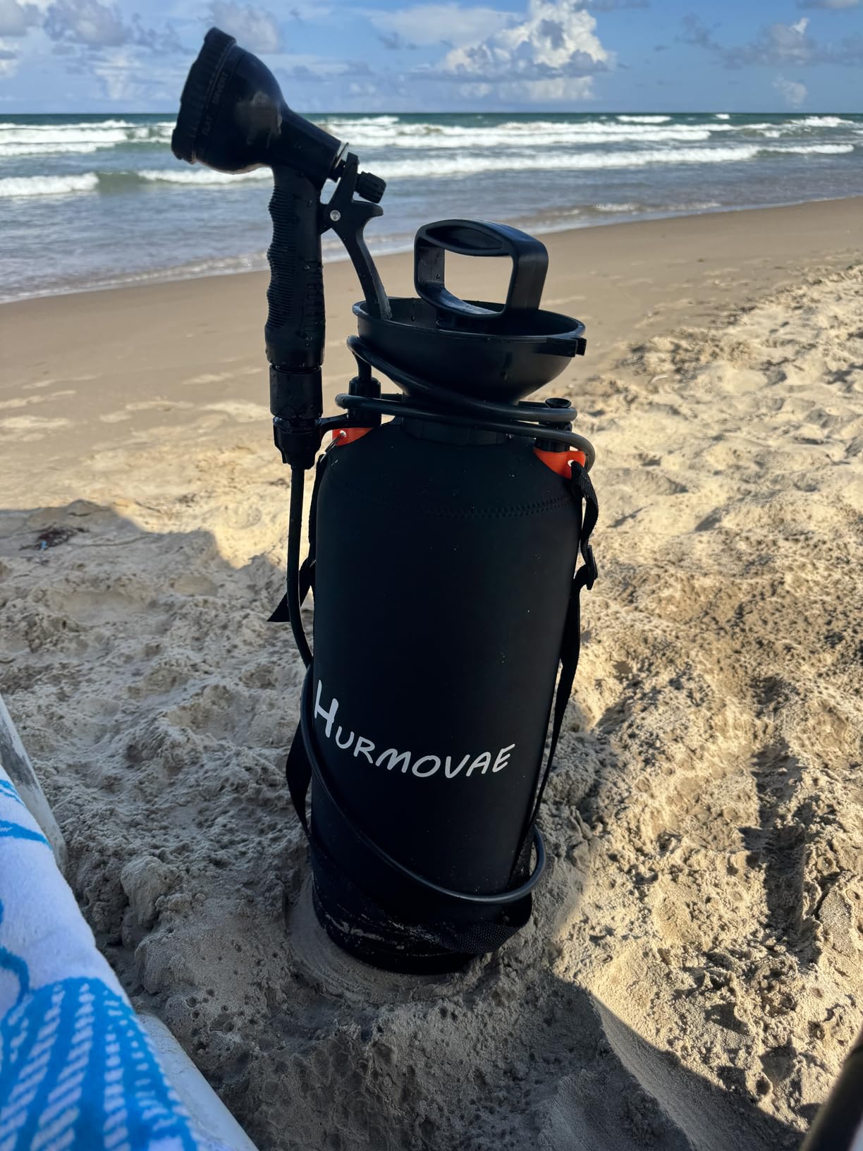 Portable Shower, 2.1Gallon (8L) & 10 Spray Modes | Pressurized Beach Shower for Camping Travel & Sand, Camping Shower, Surf Shower, Portable Water Sprayer, Nylon Insulated Cover, Orange customer photo 1