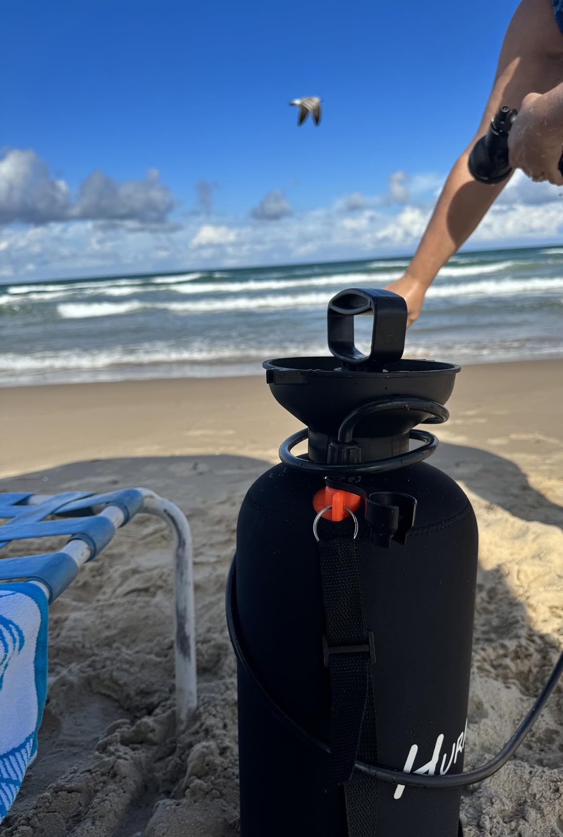 Portable Shower, 2.1Gallon (8L) & 10 Spray Modes | Pressurized Beach Shower for Camping Travel & Sand, Camping Shower, Surf Shower, Portable Water Sprayer, Nylon Insulated Cover, Orange customer photo 2