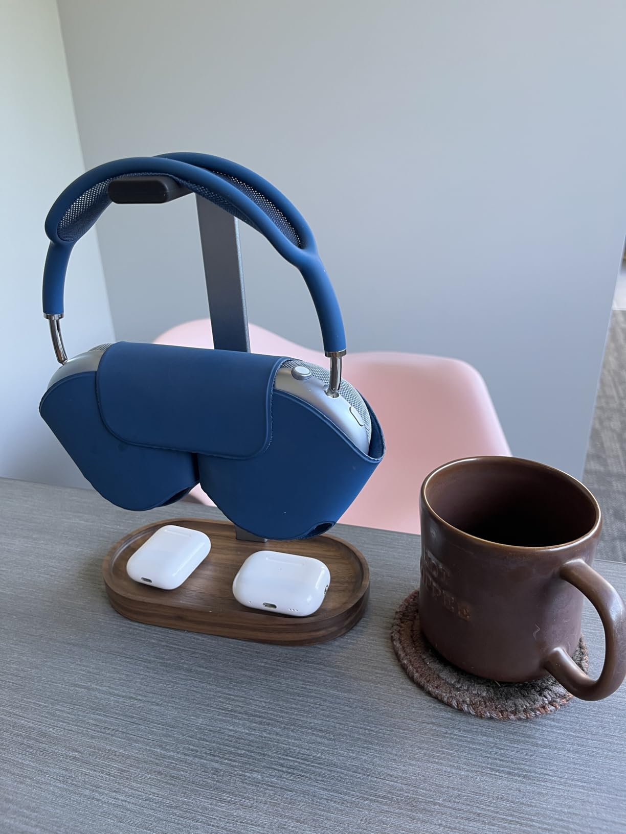 muso wood Headphone Stand & Desktop Headset Holder | Space-Saving Premium Solid Wood Storage Base for Gaming Headsets, AirPods Max, VR Gear - Modern Desktop/Workspace Essential customer photo 1