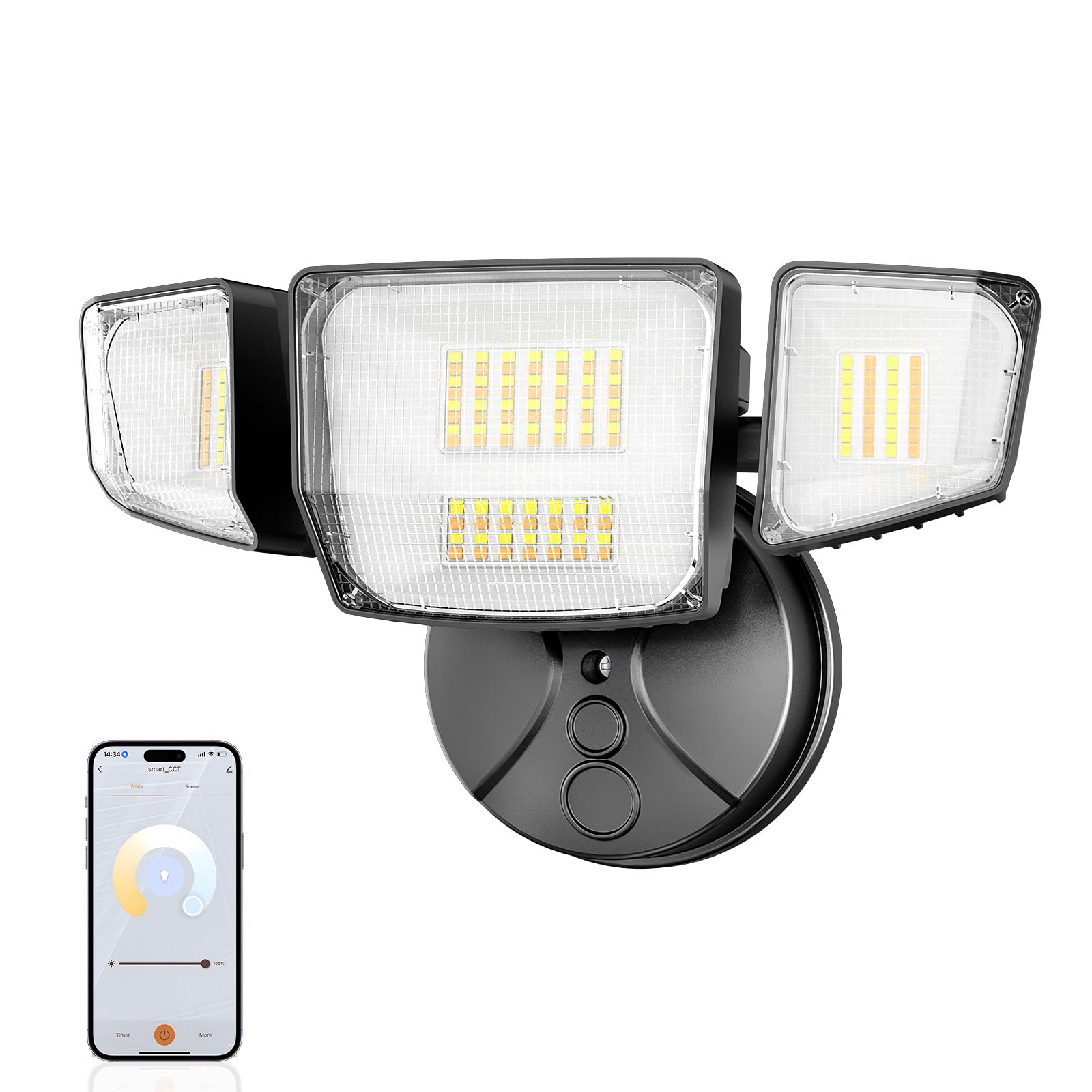 Onforu 65W Smart LED Flood Lights Outdoor, 6500LM Brightness Adjustable, APP Control Tunable 2700K-6500K, WiFi Alexa Security Lights with Timer & 4 Lighting Head, Exterior Floodlight for Yard Garage customer photo 1