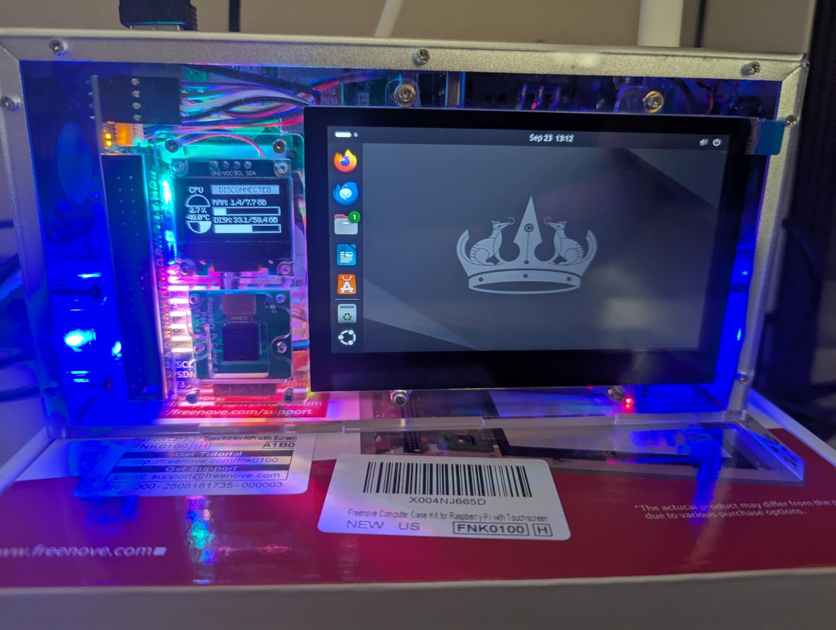 FREENOVE Raspberry Pi 5 Case with Screen (4.3'' Touchscreen), 128GB M.2 NVMe SSD 800 MB/s, 5 MP Camera, OLED Screen, Stereo Speakers, 3.5 mm and Optical Audio (S/PDIF) customer photo 2