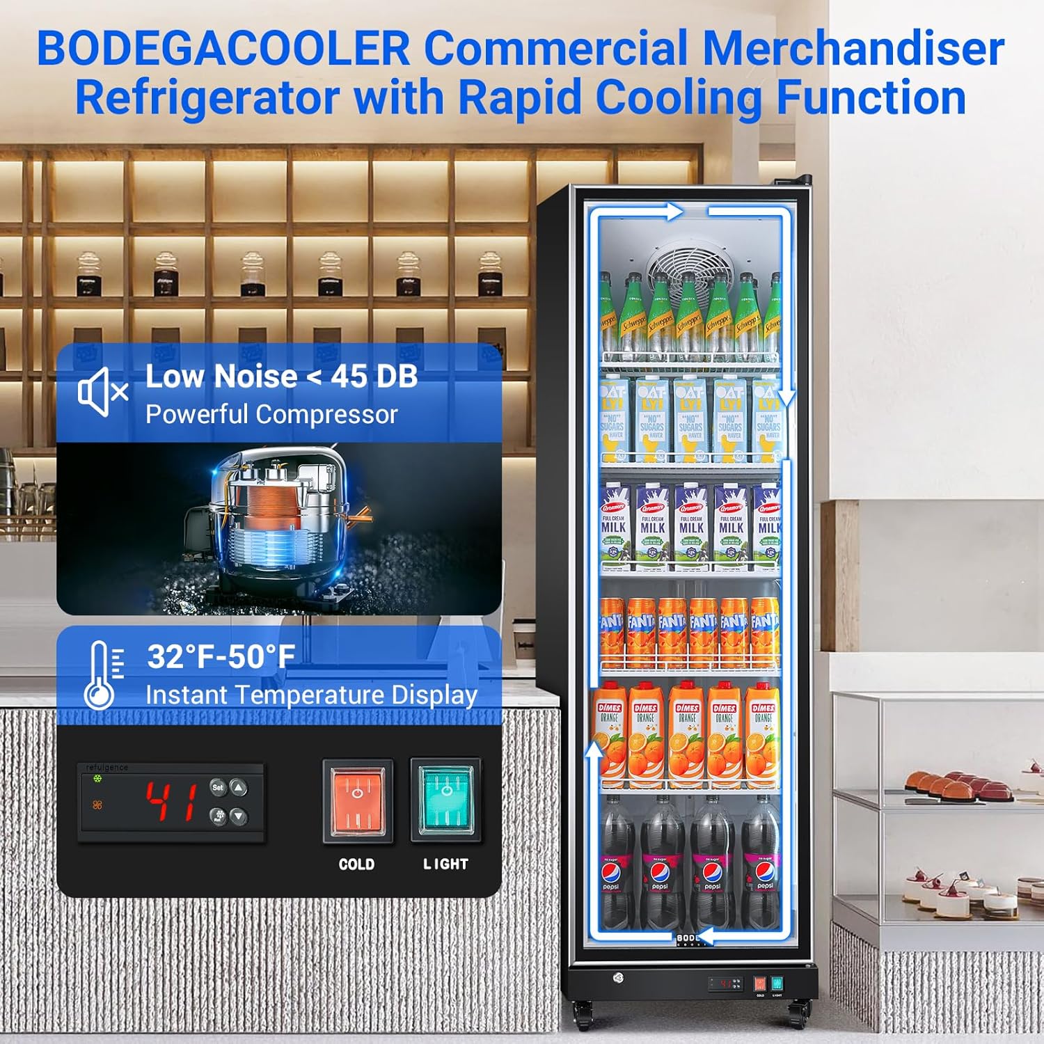 BODEGACOOLER Commercial Beverage Refrigerator with Glass Door,12.5 Cu.Ft Commercial Drink Refrigerator,Upright Large Display Merchandiser Beverage Bar Cooler with Soft LED Light,Adjustable Shelves customer photo 2