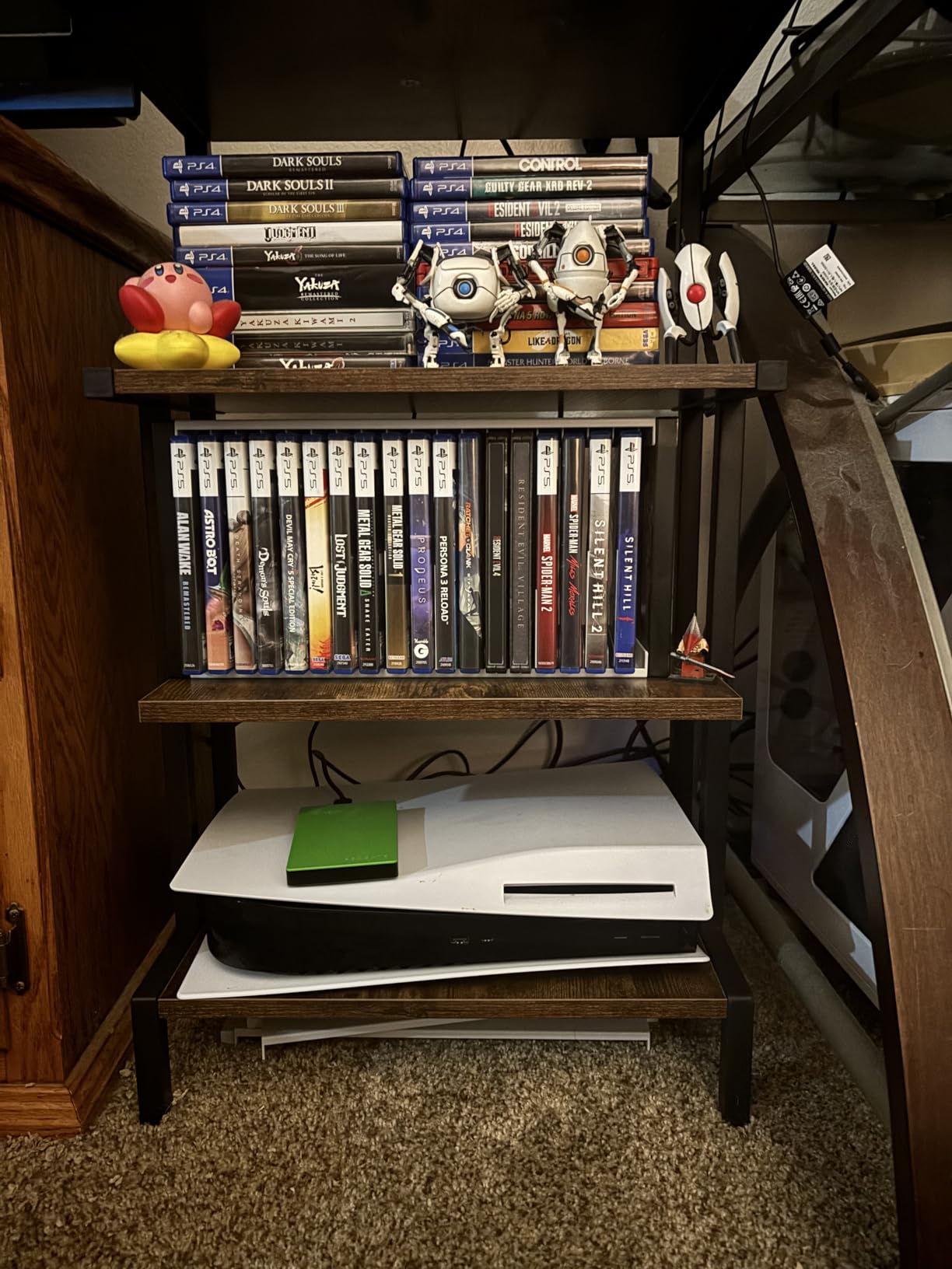 Aquzee Video Game Console Shelf, Stereo Racks - Media Stand with Outlet & Led Strip Light, 4-Tier Gaming Shelf for PS4 PS5 Xbox Games Organizer customer photo 1