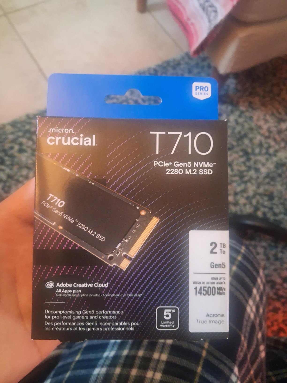 Crucial T710 PCIe Gen5 NVMe 1TB SSD, Up to 14,900 MB/s, Laptop & Desktop Compatible (PC), for Creatives and Hardcore Gamers customer photo 1