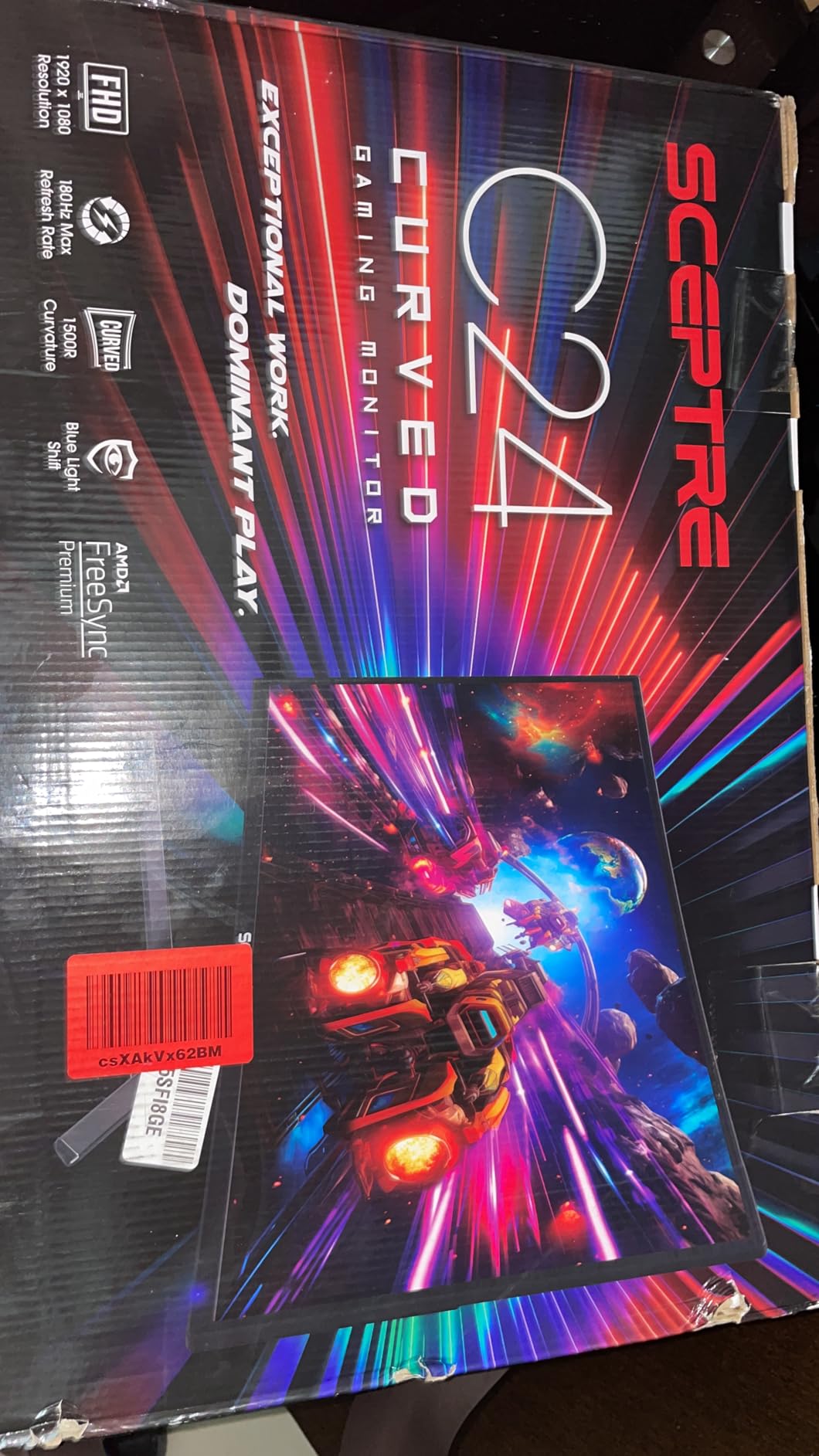 Sceptre New 24-inch Curved Gaming Monitor 1080p up to 180+Hz DisplayPort HDMI 100% sRGB, AMD FreeSync Build-in Speakers Machine Black 2026 (C248B-FWT168 Series) customer photo 1