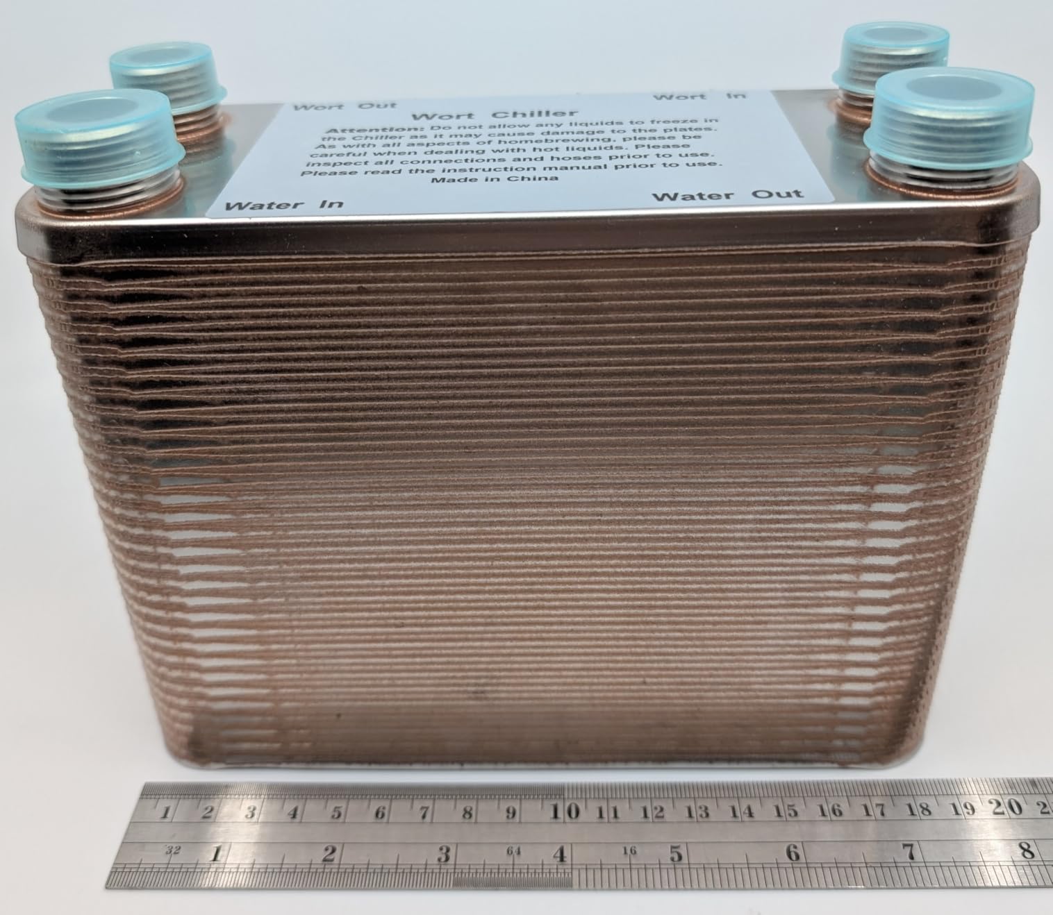 MRbrew Wort Chiller 60 Plates, Brazed Plate Copper Heat Exchanger for Homebrew, Stainless Steel 7.5