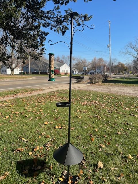 2026 Upgraded Heavy Duty Bird Feeder Pole,92 Inch Squirrel Proof Adjustable Bird Feeding Station,4 Shepherd Hooks for Feeder Stand, Includes Water Bowl and Mesh Tray,for Outdoor Garden & Yard customer photo 2