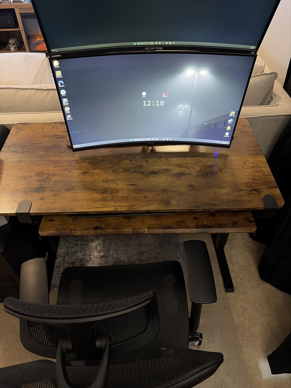 48x24 Inches Height Adjustable Electric Standing Desk with 2 Hooks for Home Office, Ergonomic Sit Stand up Desk with Splice Board, Rustic Brown customer photo 2