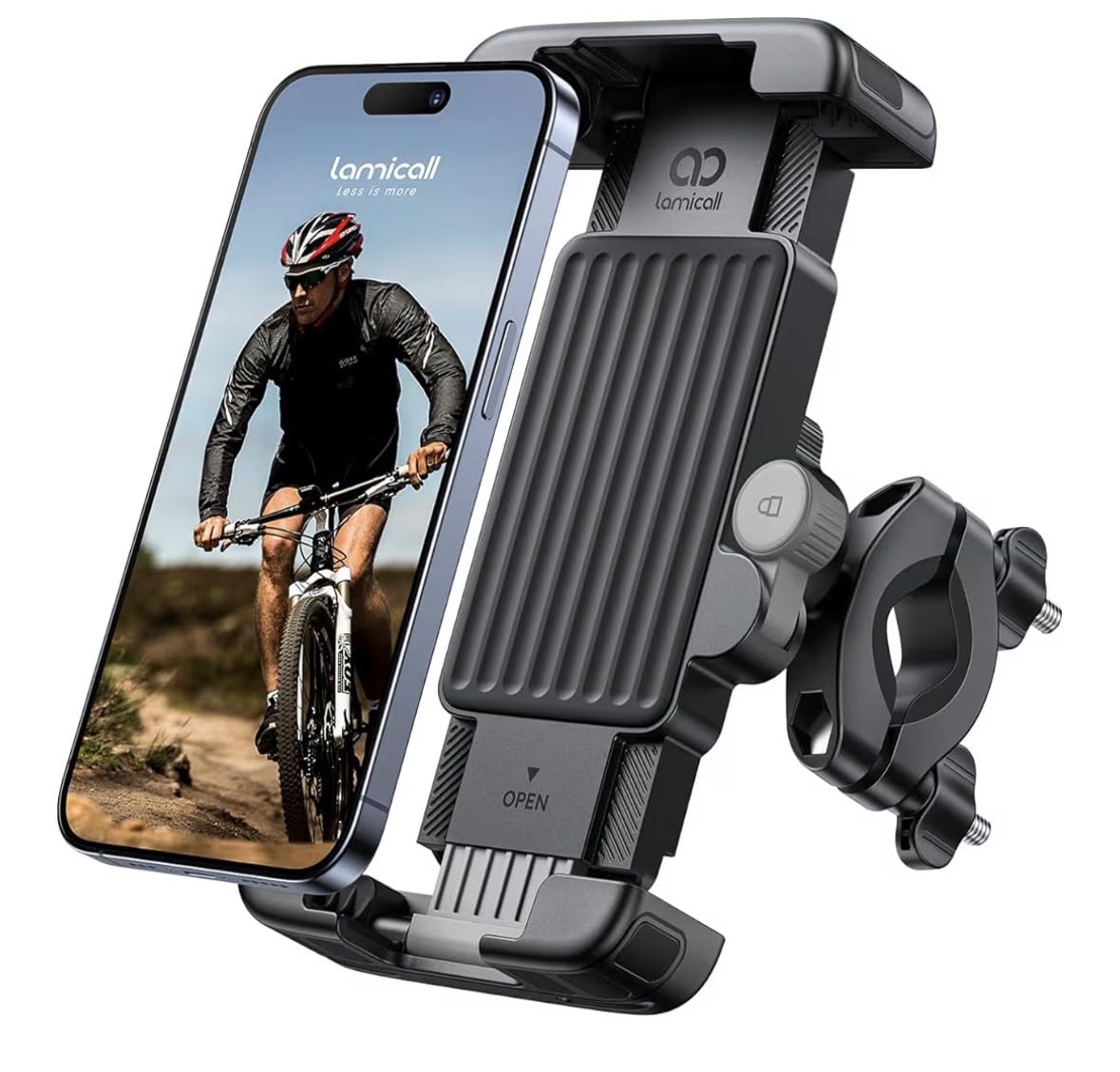 Lamicall Bike Motorcycle Phone Mount - [1s Quick Lock] Bike Cell Phone Holder Clip, Bicycle Scooter Handlebar Clamp, for iPhone Air, 17 16 15 Pro Max, Galaxy S25 S24 Ultra, 6-7.2