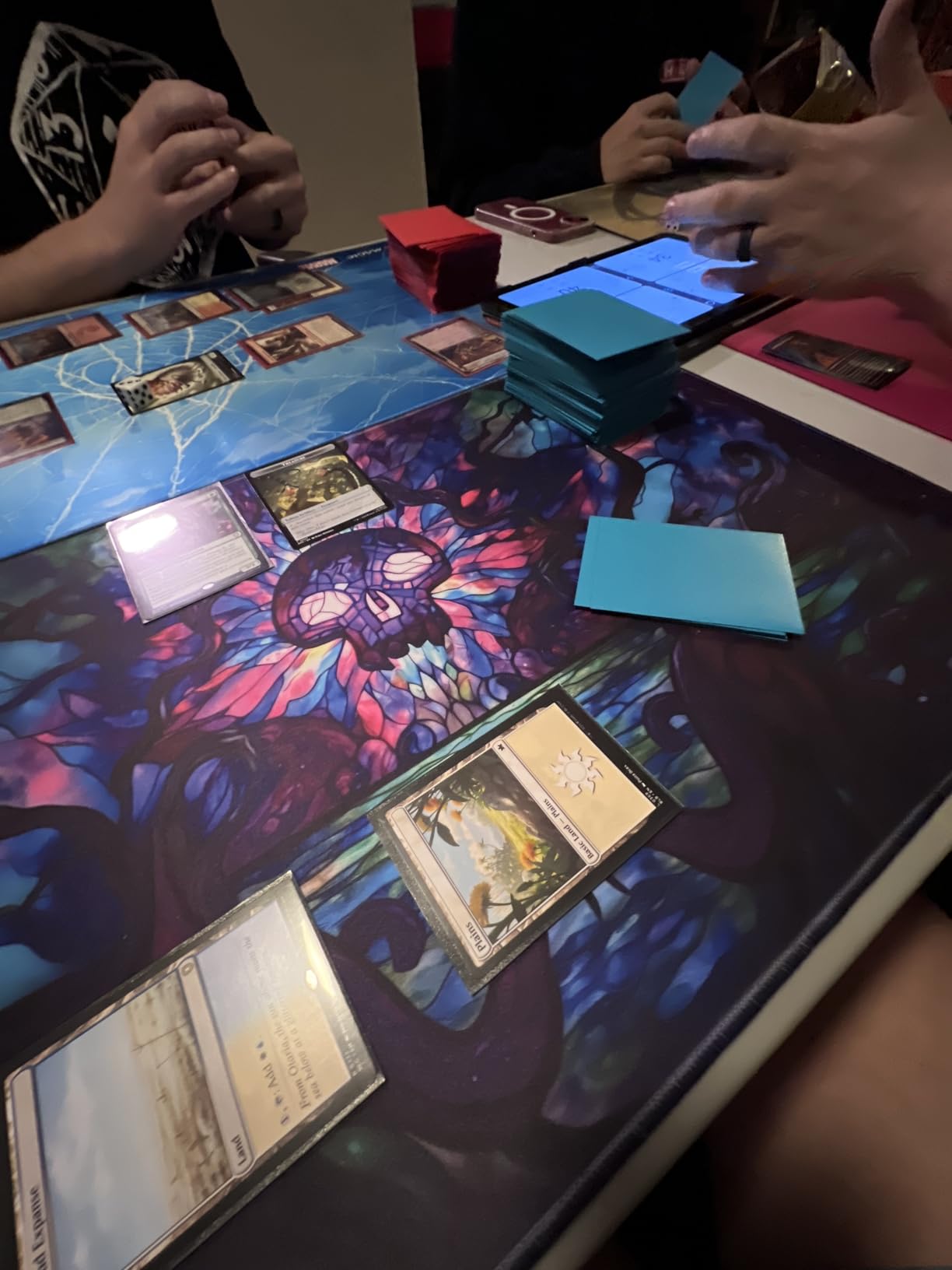 MTG Playmat, TCG Card Game mat, Stitched Edge, Non-Slip Rubber Bottom - 24 x 14 inch - Swamp customer photo 1