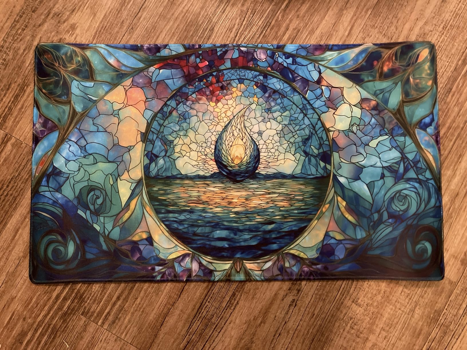 MTG Playmat, TCG Card Game mat, Stitched Edge, Non-Slip Rubber Bottom - 24 x 14 inch - Swamp customer photo 2