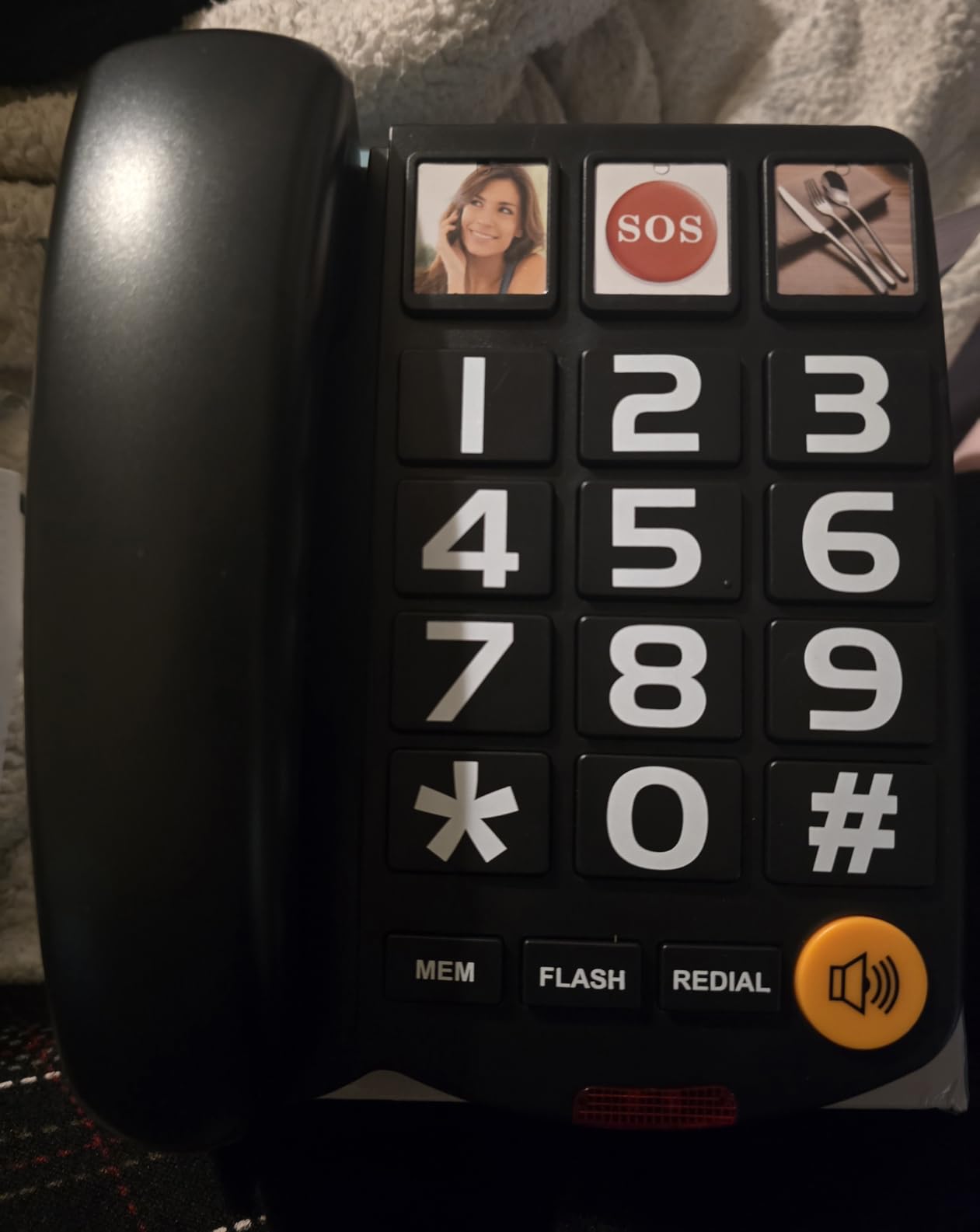 Extra-Loud (110dB) Landline Phone for Seniors & Hearing Impaired - Hearing Aid Compatible, Large Button Corded Phone with 3 Photo Speed Dial, Speakerphone, Easy for Alzheimers Visually Impaired - White customer photo 1