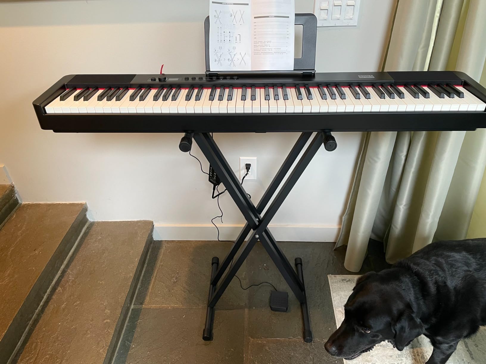 Donner DEP-20 Lite Beginner Digital Piano 88 Key Weighted Full Size Keyboard, Portable Electric Piano Set with Stand, Sustain Pedal, Keyboard Stickers for Beginners Adults, White customer photo 1