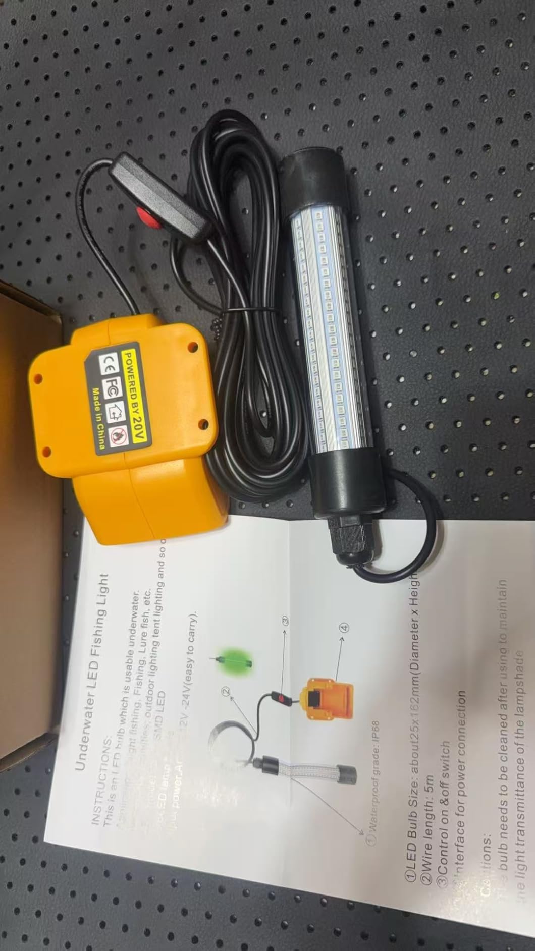 OLIBUY LED Underwater Green Fishing Light, 13W 1300 Lumens IP68 Rated Submersible Fishing Light Attractants for Night Fishing, Docks, Boats, Kayaks (No Battery) customer photo 2