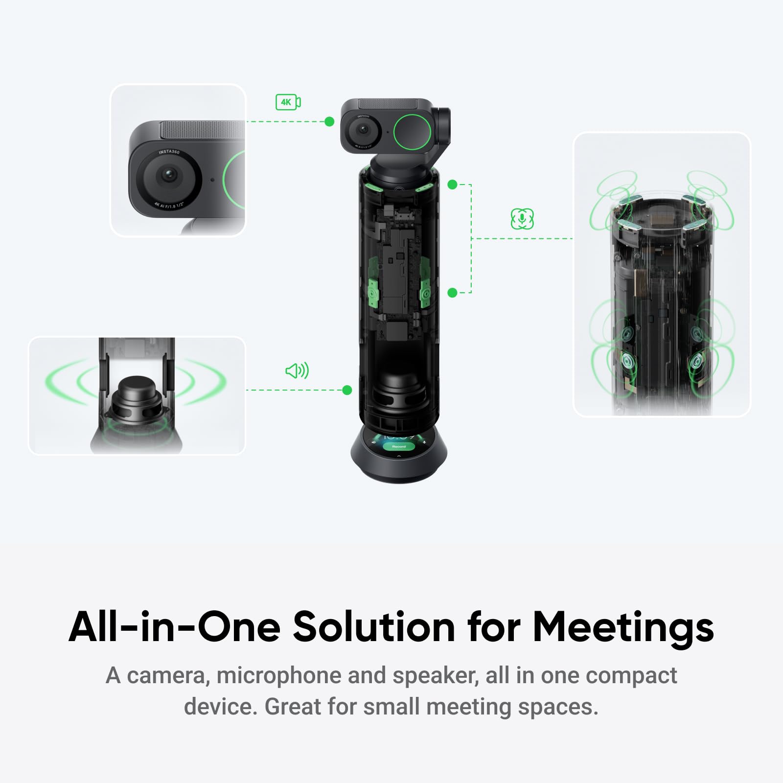 Insta360 WaveLink - 4K Conference Room Speakerphone and Camera, Speaker Tracking, 5m 360° Voice Pickup, Noise Reduction, AI Transcription and Summaries, Plug & Play, Works with Zoom, Teams customer photo 2