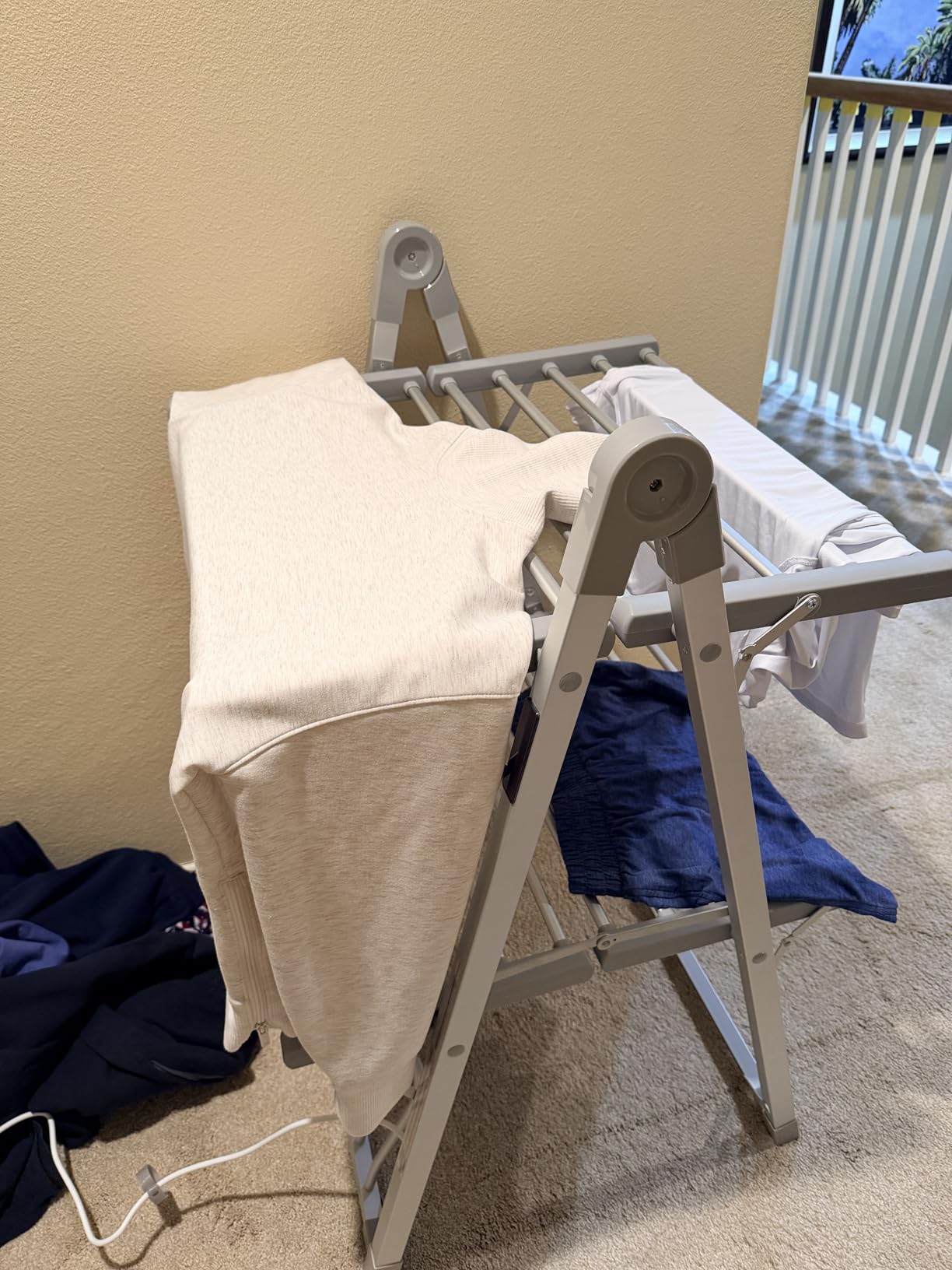 Electric Heated Clothes Drying Rack,Foldable Heated Garment Dryer with Timer Shut-Off Laundry Rack for Clothes Shoes Socks,Aluminum Alloy,Space Gray,Plug & Play,(39.37x25.98x23.82in) customer photo 2