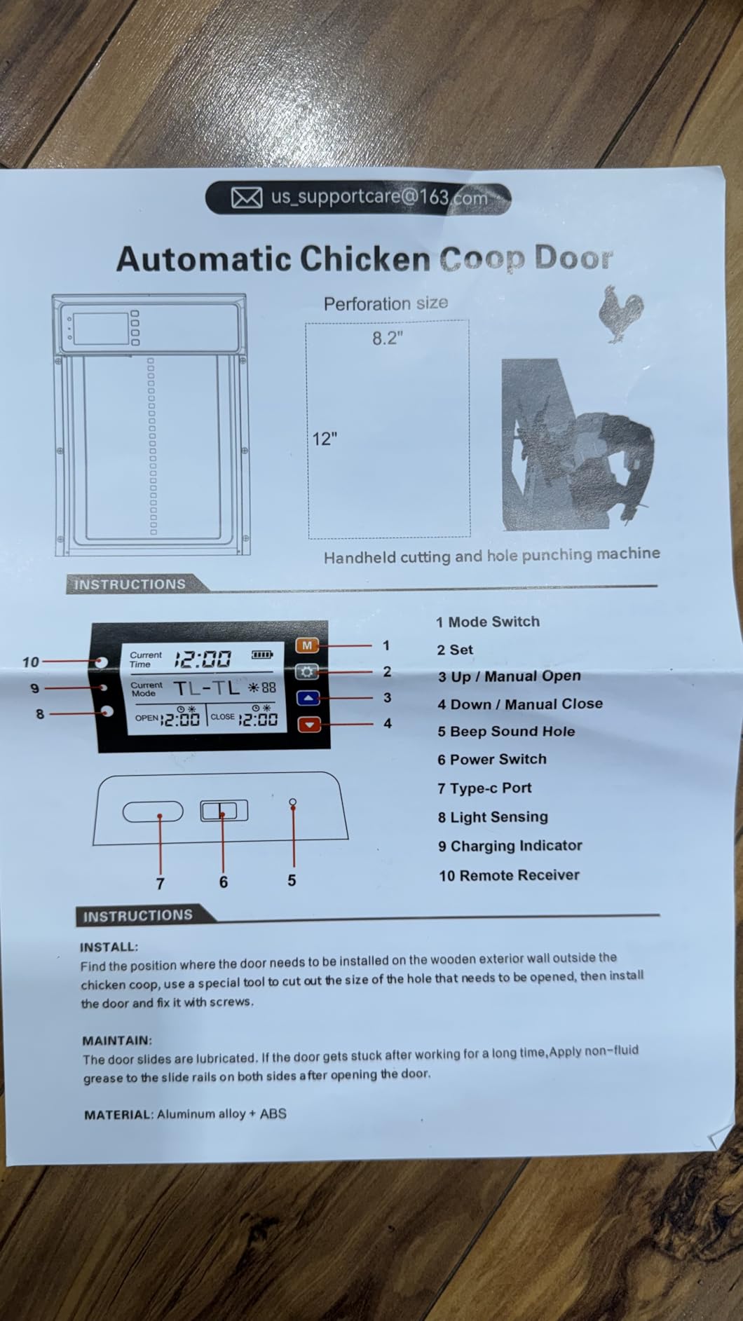 Larger Size Automatic Chicken Coop Door Solar Powered, 4000MAh Internal Battery Automatic Coop Door Anti-hit Side Charging Port, Automatic Chicken Door with Timer, Light Sensor 4Modes & Remote Control customer photo 1