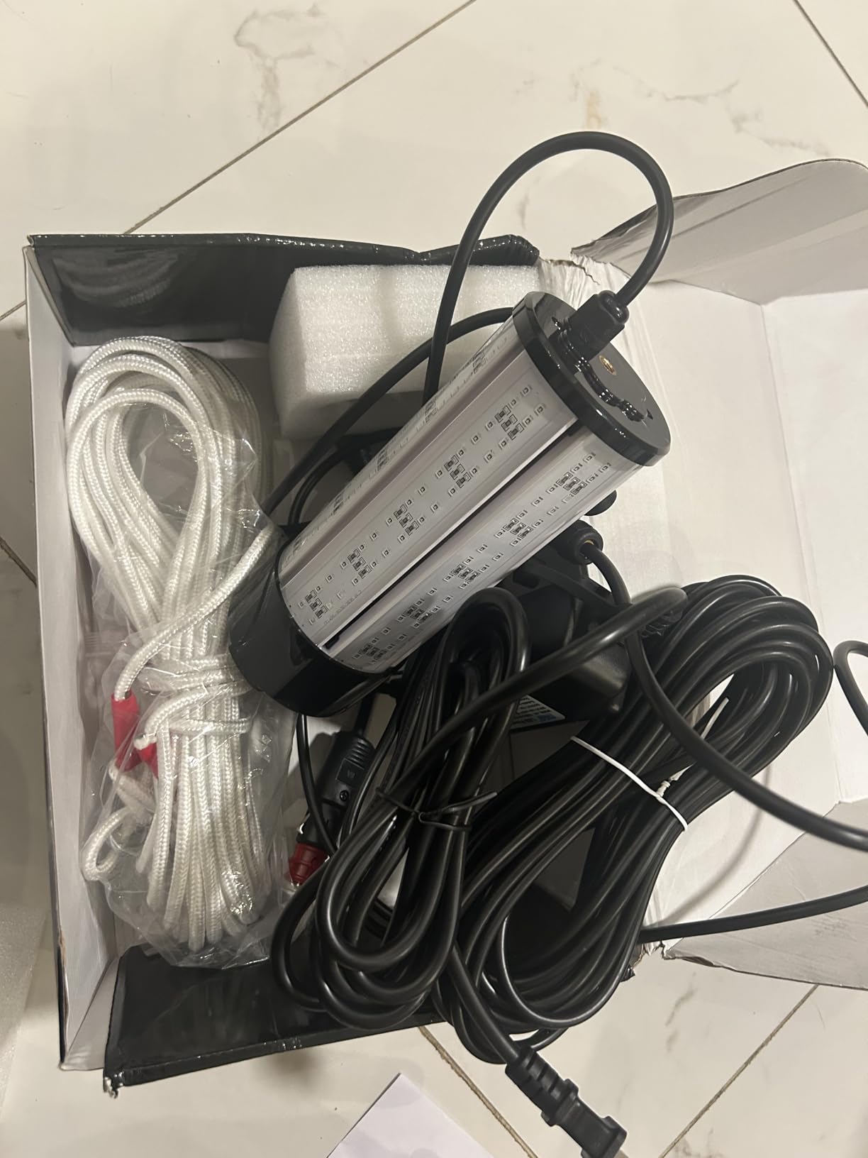 Underwater Fishing Light 60W 7500LM, 530nm Green Submersible Fish Attractant Light with 30FT Cord, 100-240V AC to 12V DC Adapter customer photo 2
