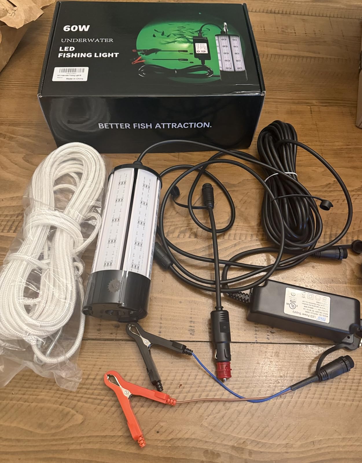 NS 60W 7500LM Green Underwater Fishing Light, 110V AC & 12V DC Dual Power, LED Submersible Night Dock & Boat Light customer photo 1