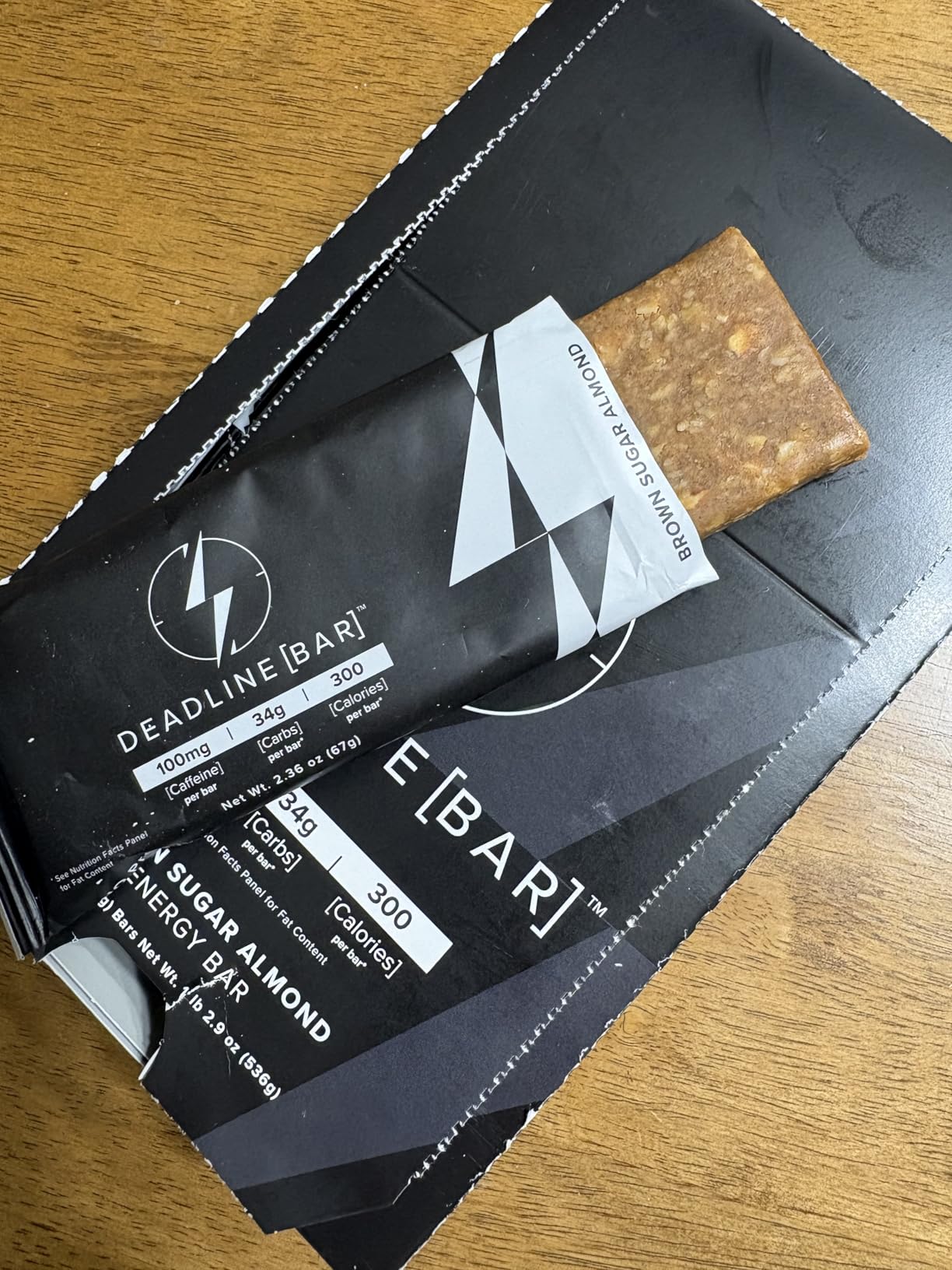 Deadline Bar Caffeinated Energy Bar Brown Sugar Almond 8pk - 100mg Caffeine - 10g Protein - All Natural customer photo 2