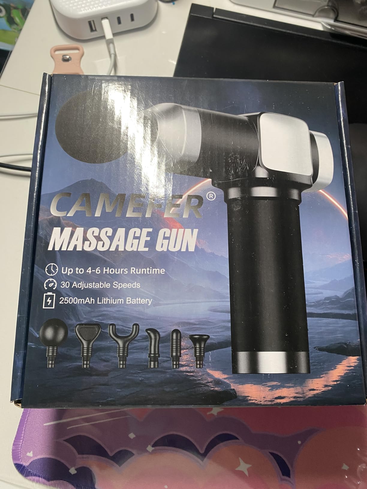 Deep Tissue Massage Gun, Portable Percussion Electric Muscle Massager for Pain Relief, Handheld Massagers with 30 Speeds & 6 Attachments for Back and Neck, Gifts for Men Women customer photo 2